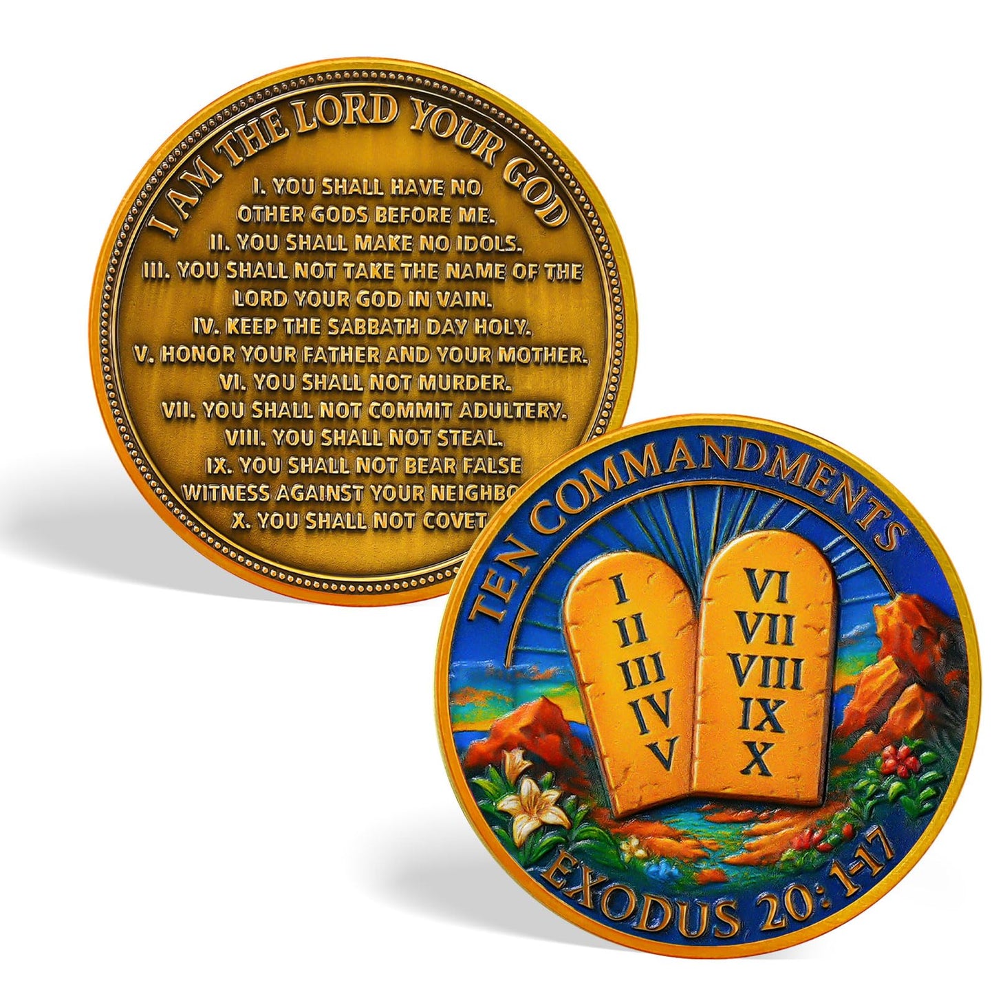 Exodus 20:1-17 Scripture Commandments Christian Challenge Coin mysite