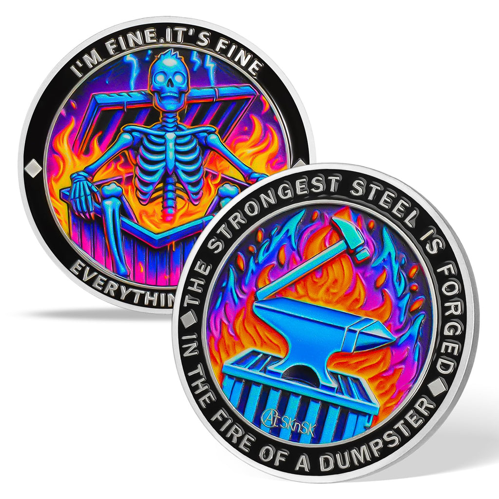 Gradient Skeleton Dumpster Fire Challenge Coin mysite
