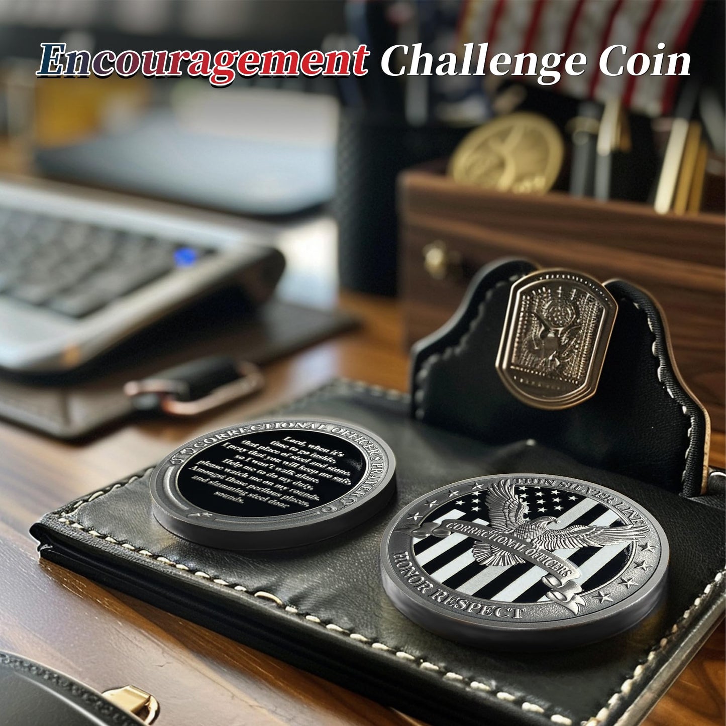 Eagle Thin Silver Line Police Challenge Coin mysite