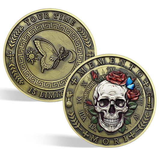 Stoic Reminder Token for Daily Stoic Meditations 3D Skull Memento Mori Challenge Coins mysite