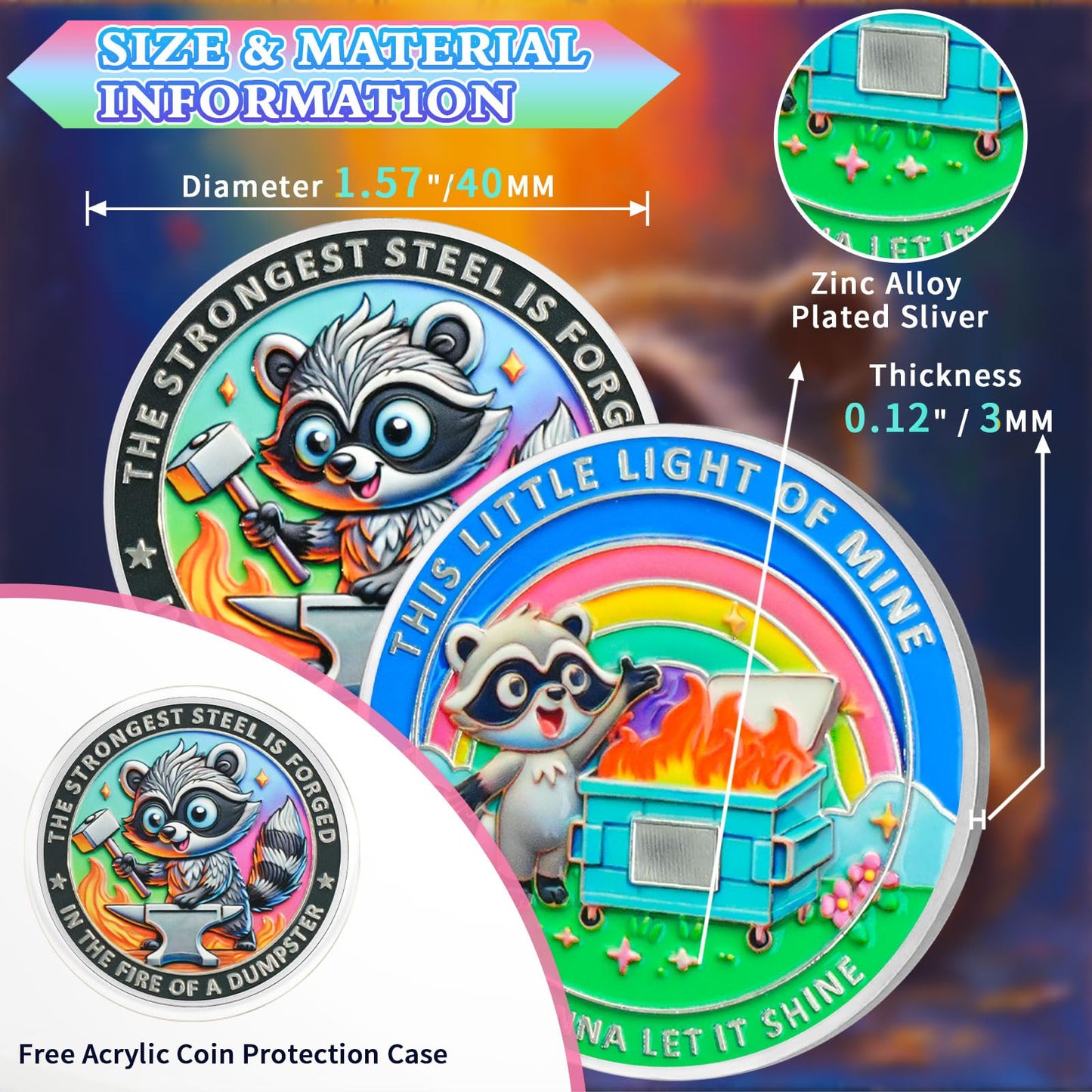 Cute Raccoon Resilience & Hope Dumpster Fire Challenge Coin mysite