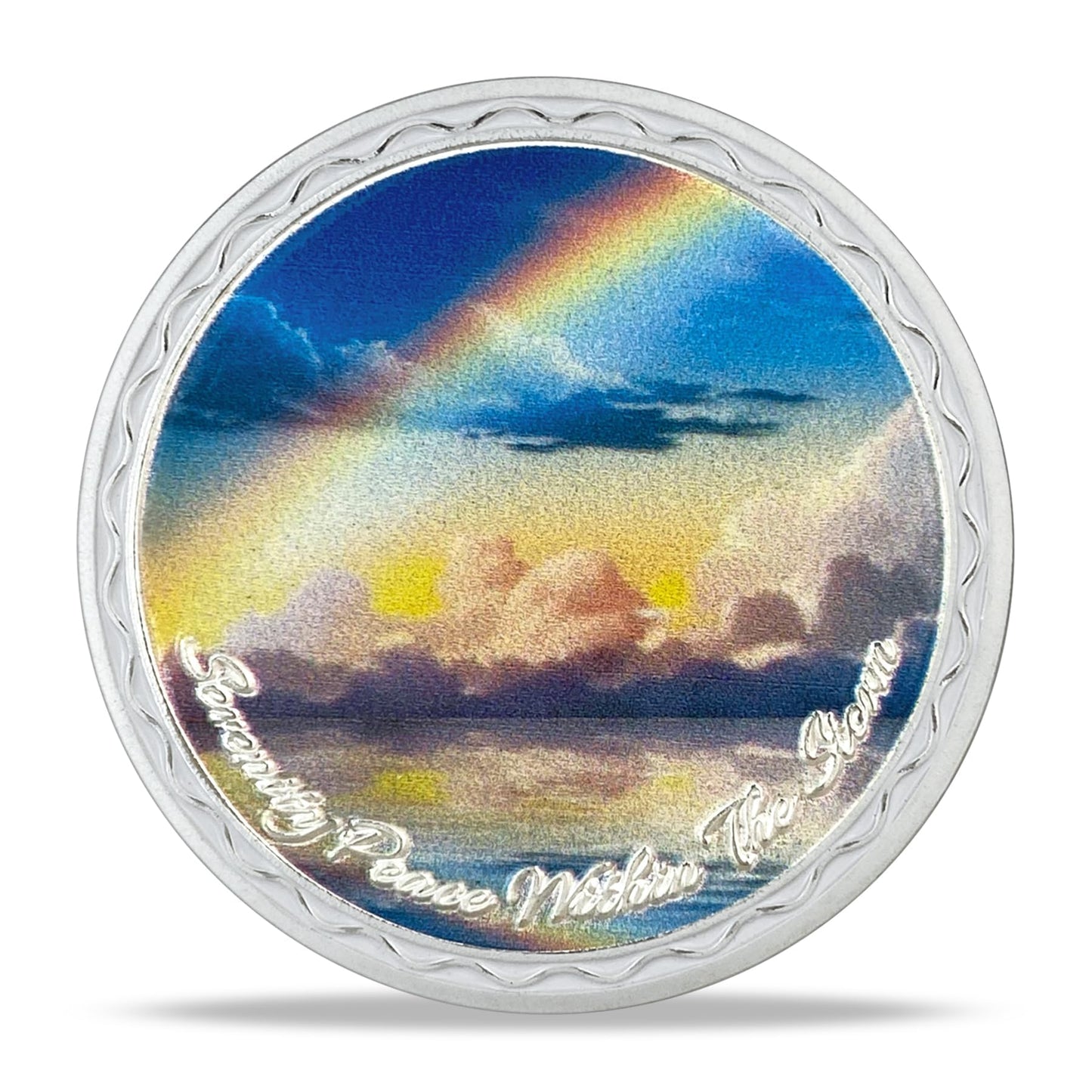 Rainbow Ocean Sobriety Coin with Inspirational Quote mysite