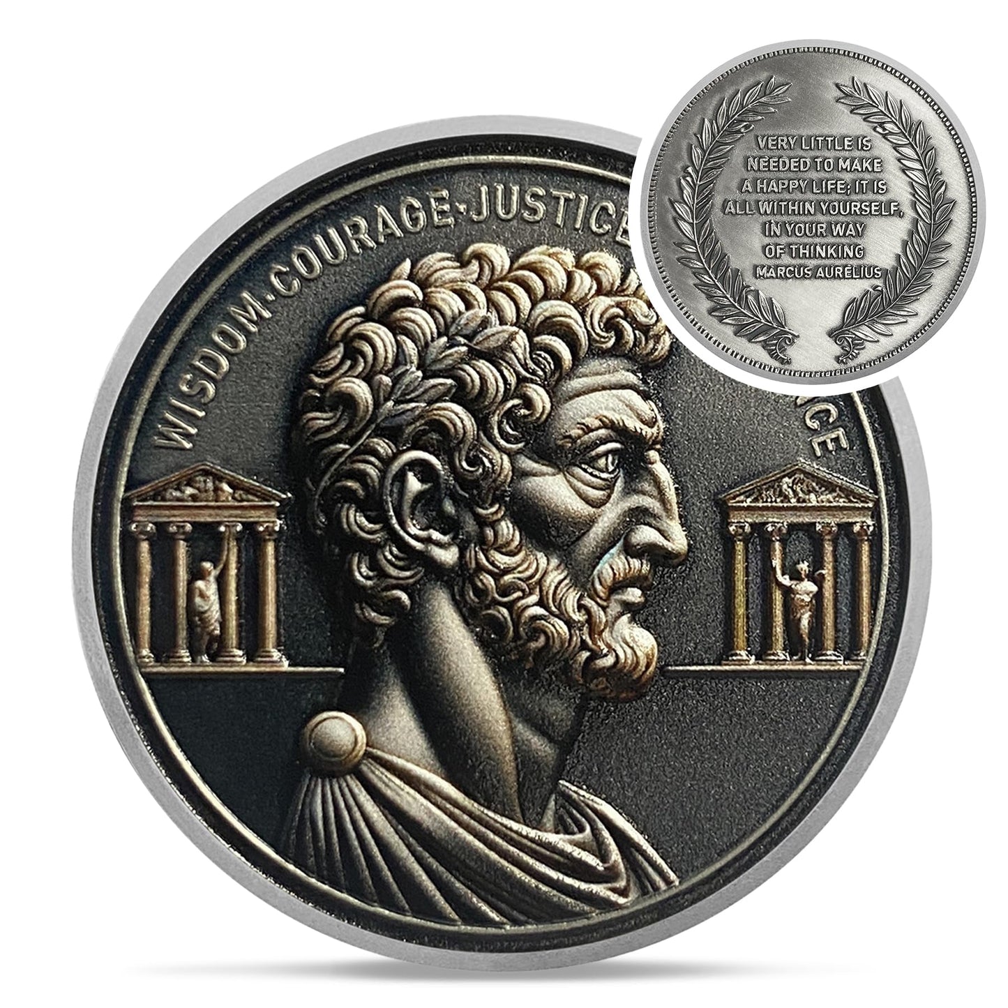 Delicate Four Virtues  Silver EDC Roman Cardinal Virtues Challenge Coin mysite