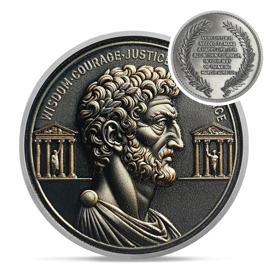 Delicate Four Virtues  Silver EDC Roman Cardinal Virtues Challenge Coin