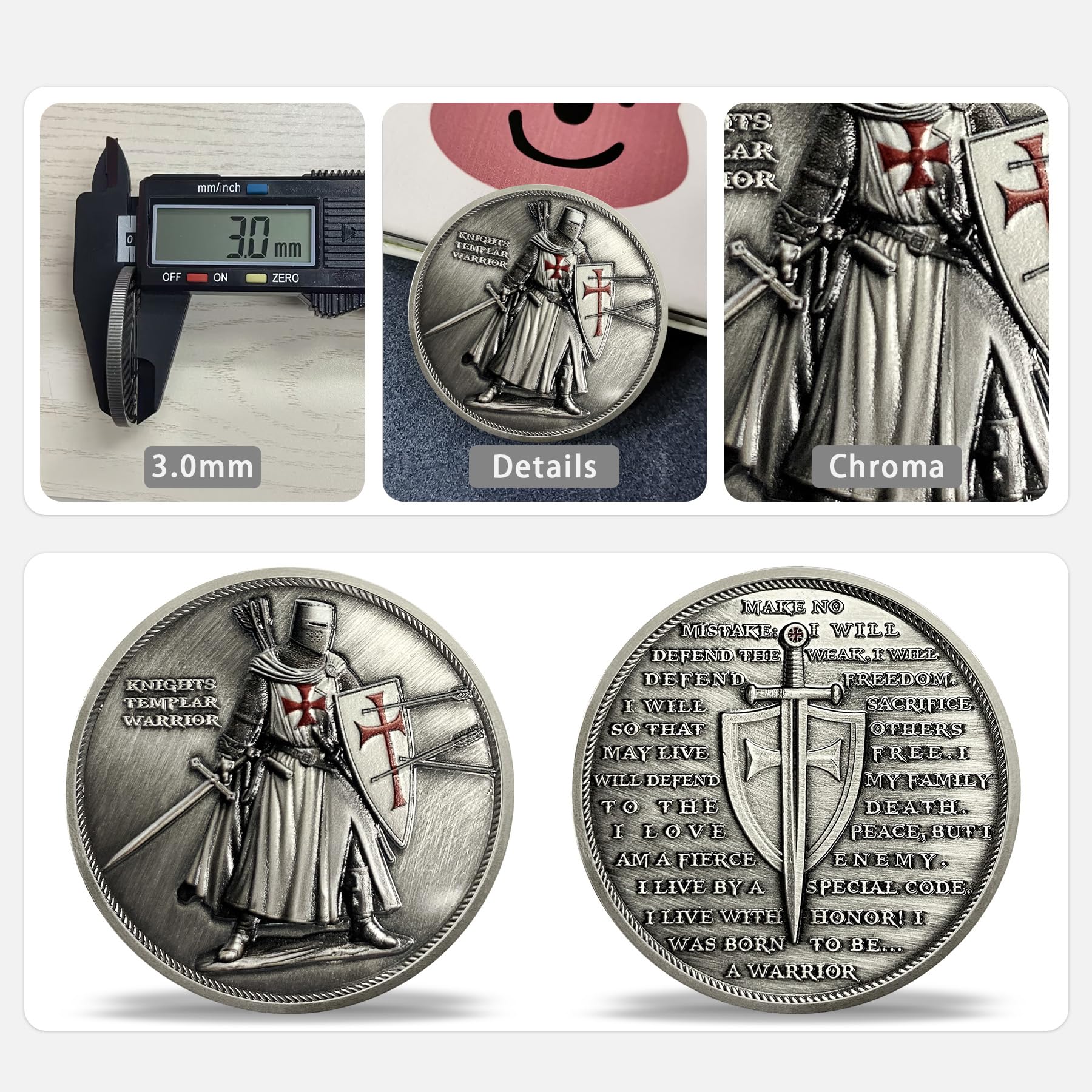 Knights Templar Warrior Standing Knight Challenge Coin mysite