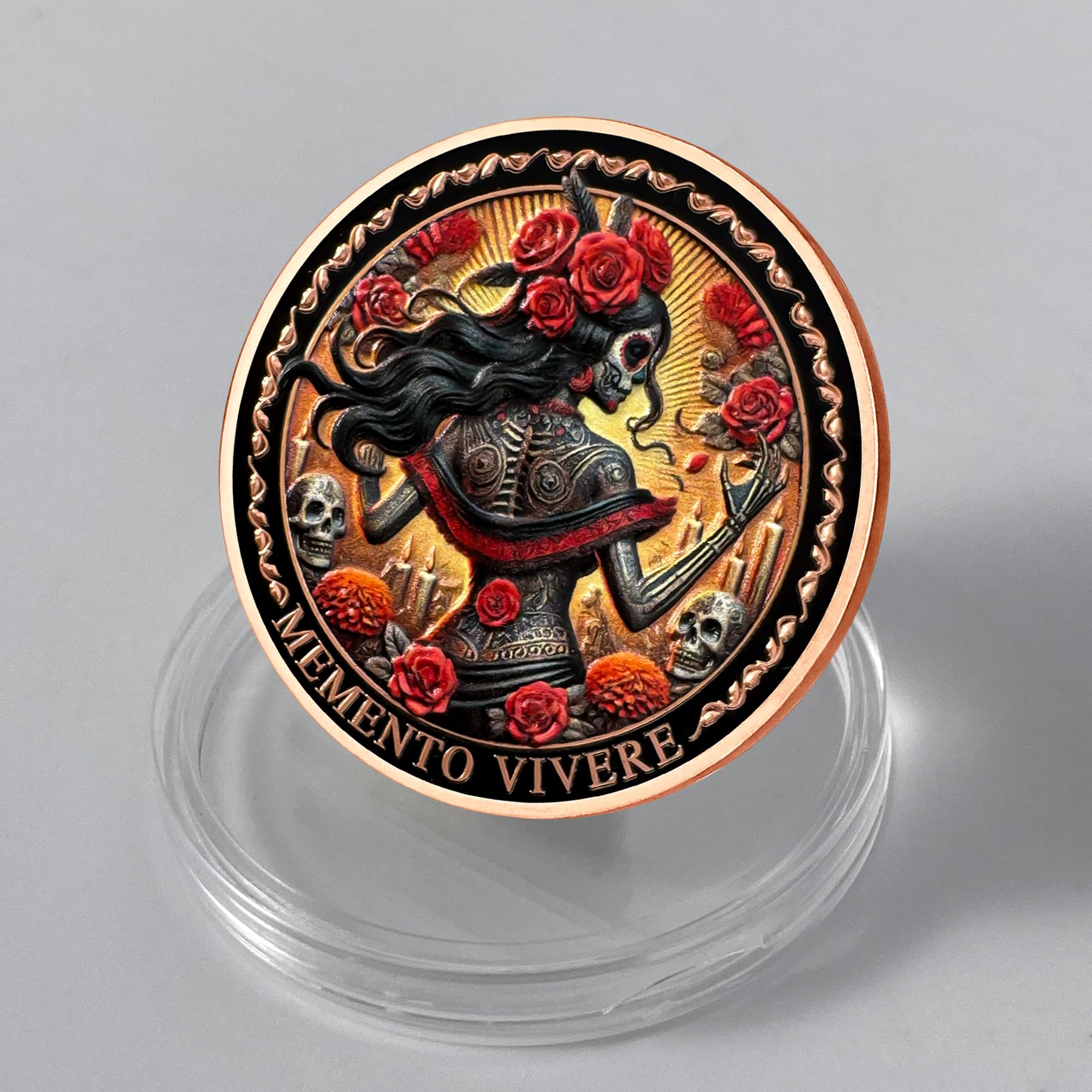 Amor Fati Day of The Dead Inspired Daily Stoic Reminder Memento Challenge Coin mysite