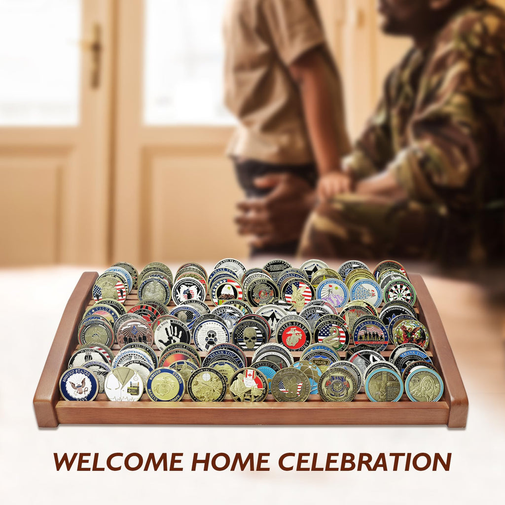 12 Rows Solid Wood  Coin Display Stand Holds 90-100 Coins mysite