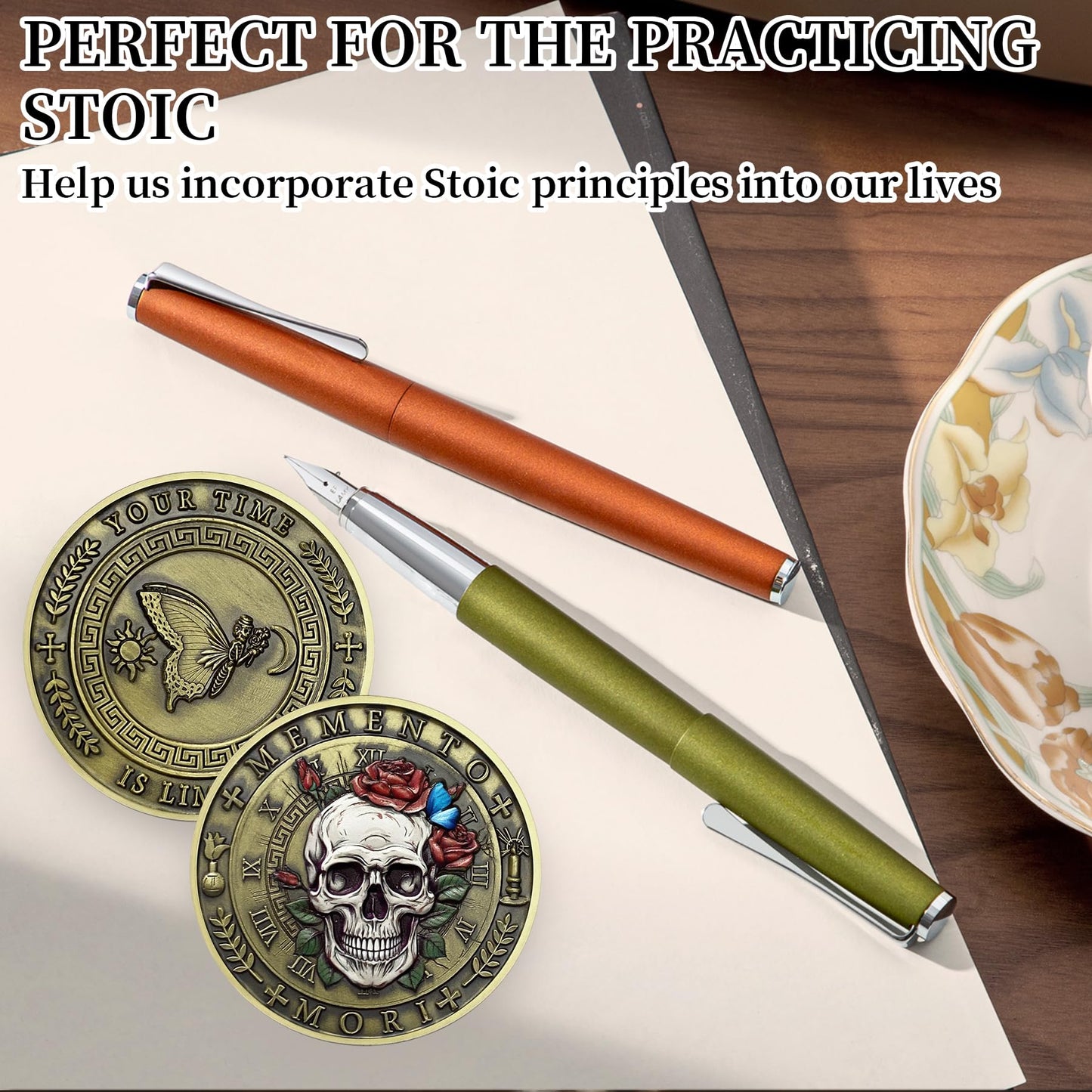 Stoic Reminder Token for Daily Stoic Meditations 3D Skull Memento Mori Challenge Coins mysite