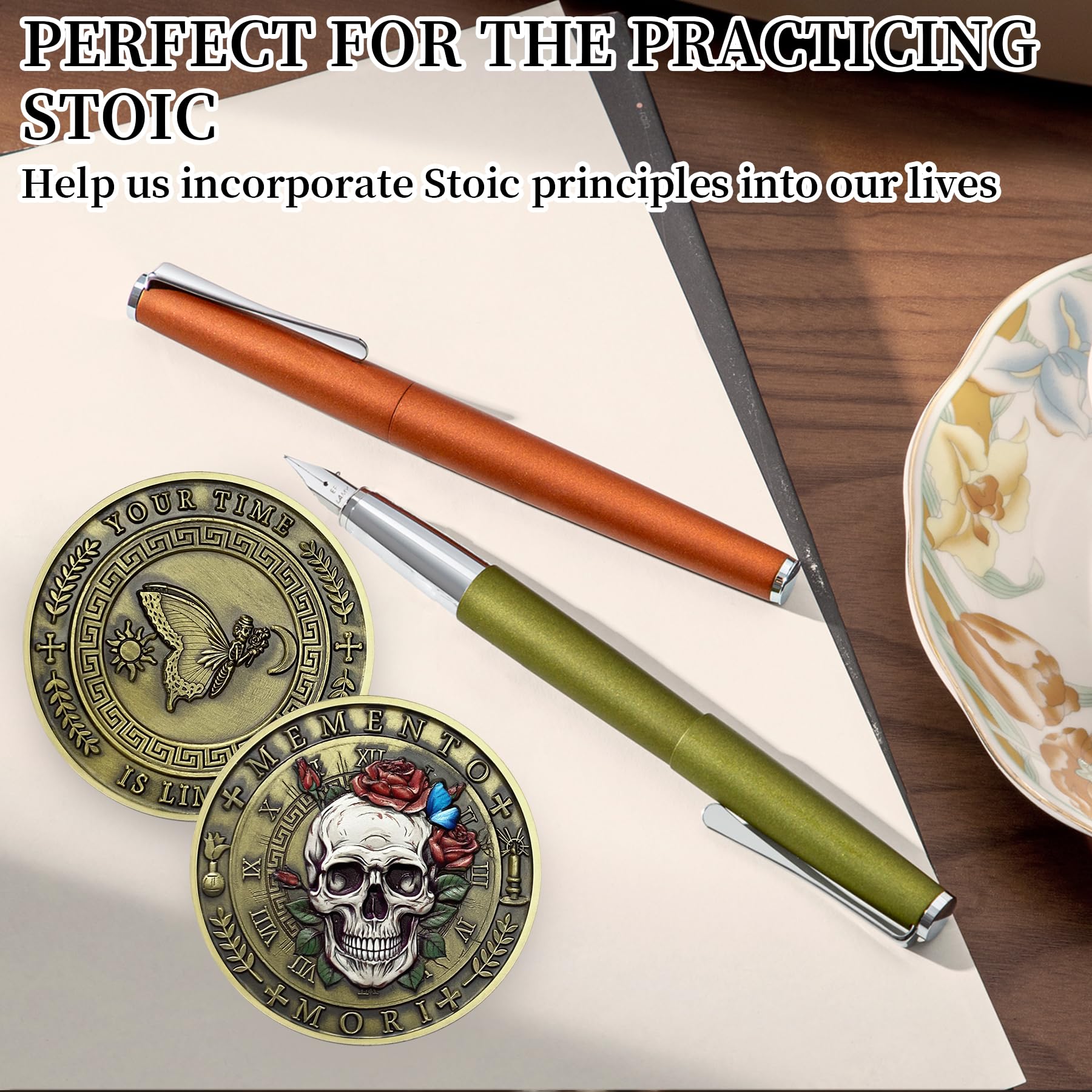 Stoic Reminder Token for Daily Stoic Meditations 3D Skull Memento Mori Challenge Coins mysite