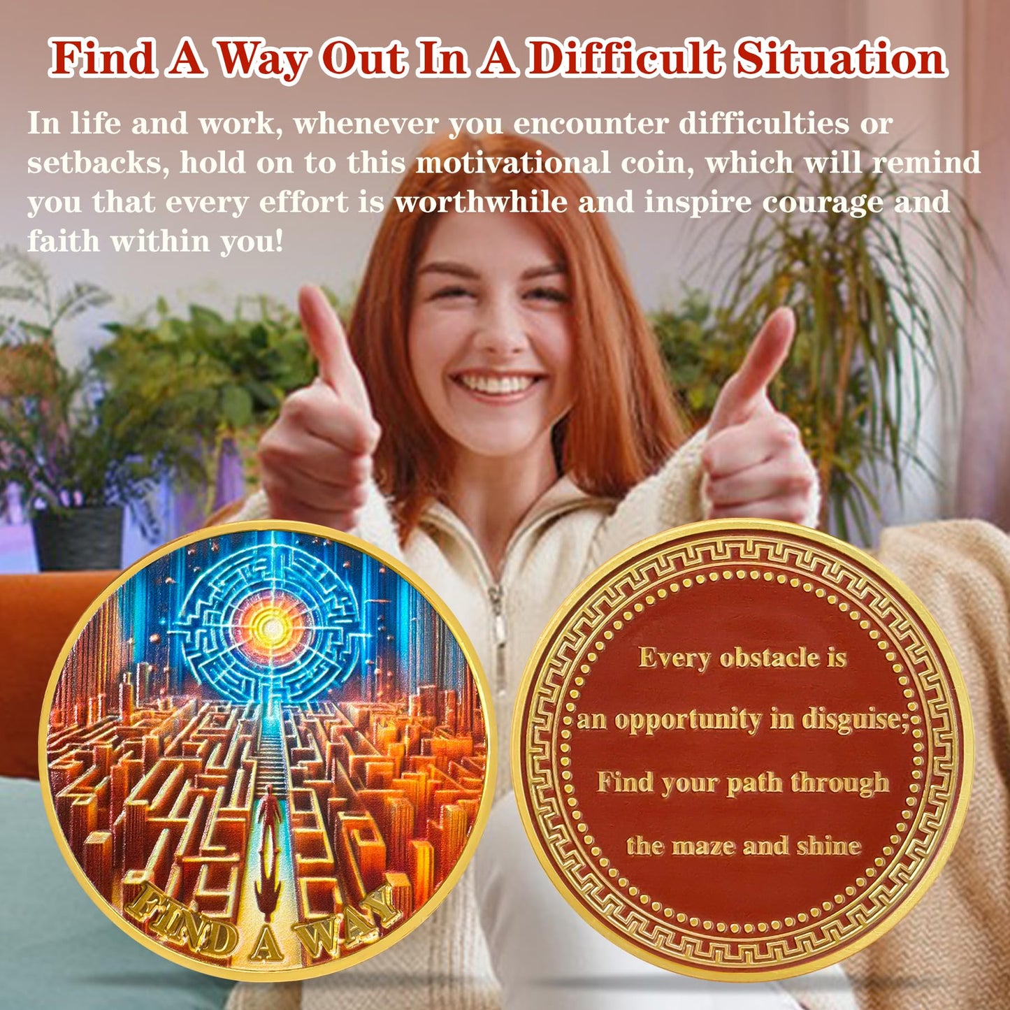 Encouragement to Find A Way in The Chaos of Life Labyrinth Light Motivational Challenge Coins mysite