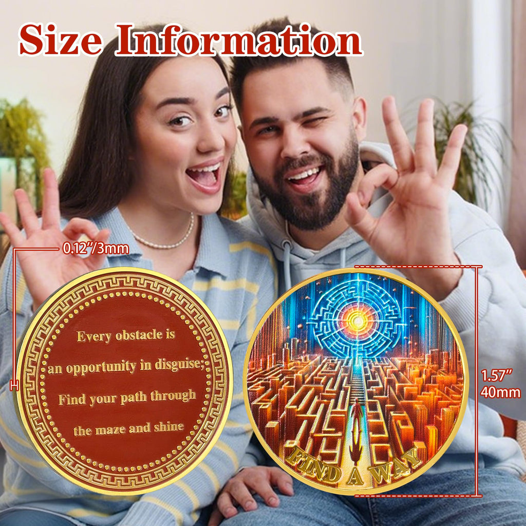 Encouragement to Find A Way in The Chaos of Life Labyrinth Light Motivational Challenge Coins mysite