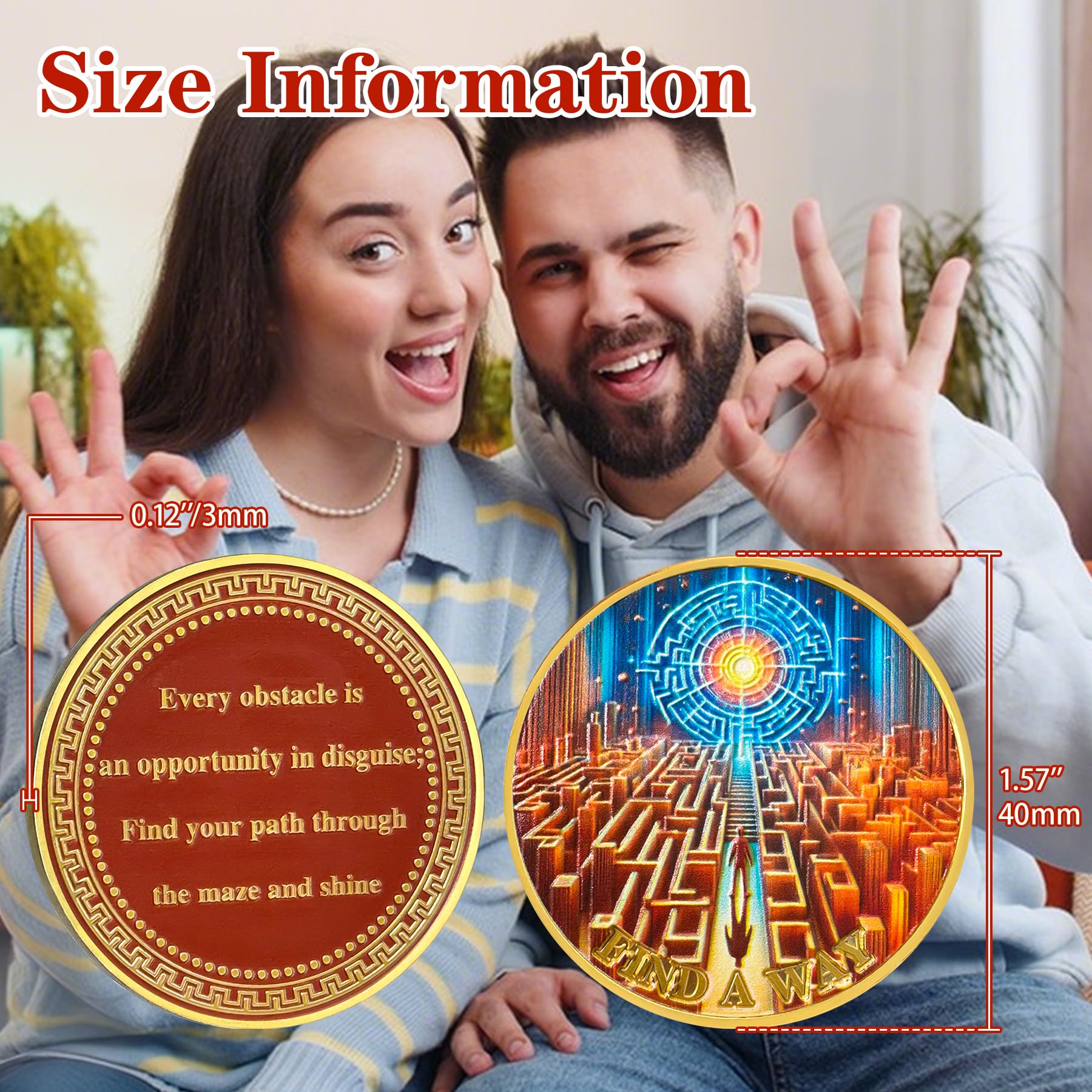 Encouragement to Find A Way in The Chaos of Life Labyrinth Light Motivational Challenge Coins mysite