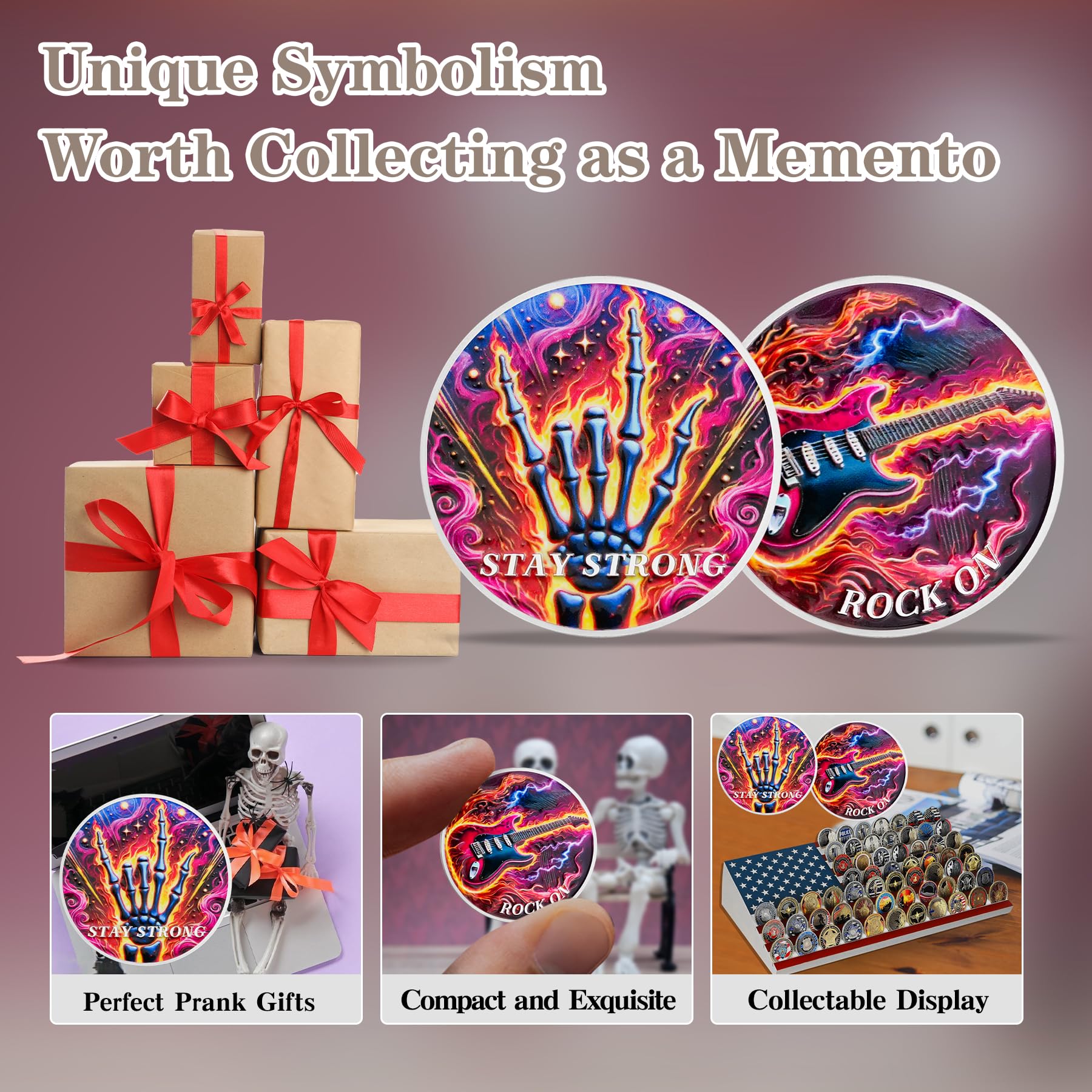 Rock Guitar Motivational Challenge Coin mysite