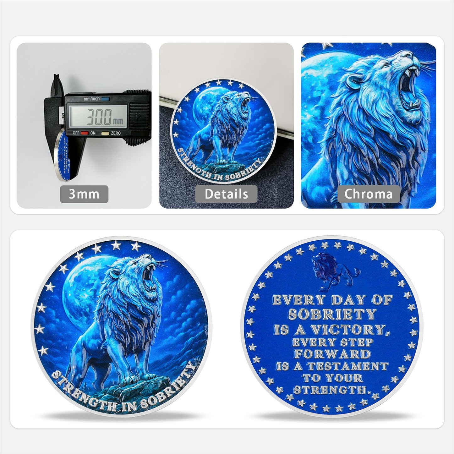 Lion Recovery Strength in Sobriety Coin(Not compatible with keychains) mysite