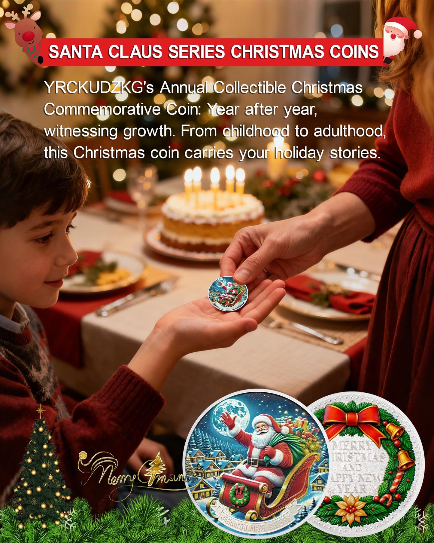 Santa Claus on Sleigh Christmas Coin mysite