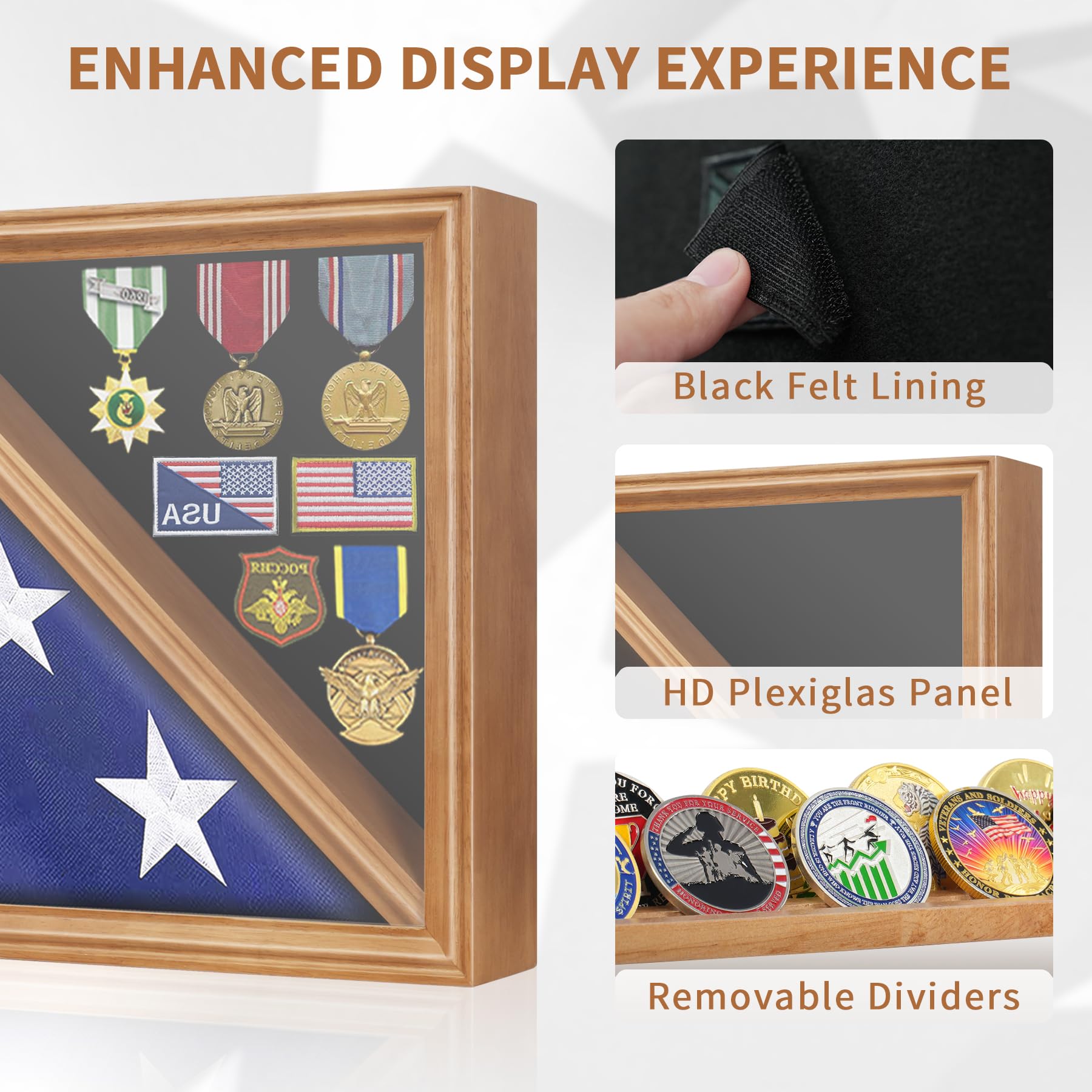 Large Wooden Military Burial Shadow Box Display Case mysite