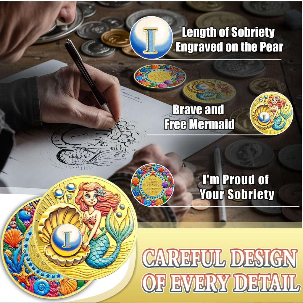 Beauty & Courage Mermaid 1-3 Year Sobriety Coin mysite