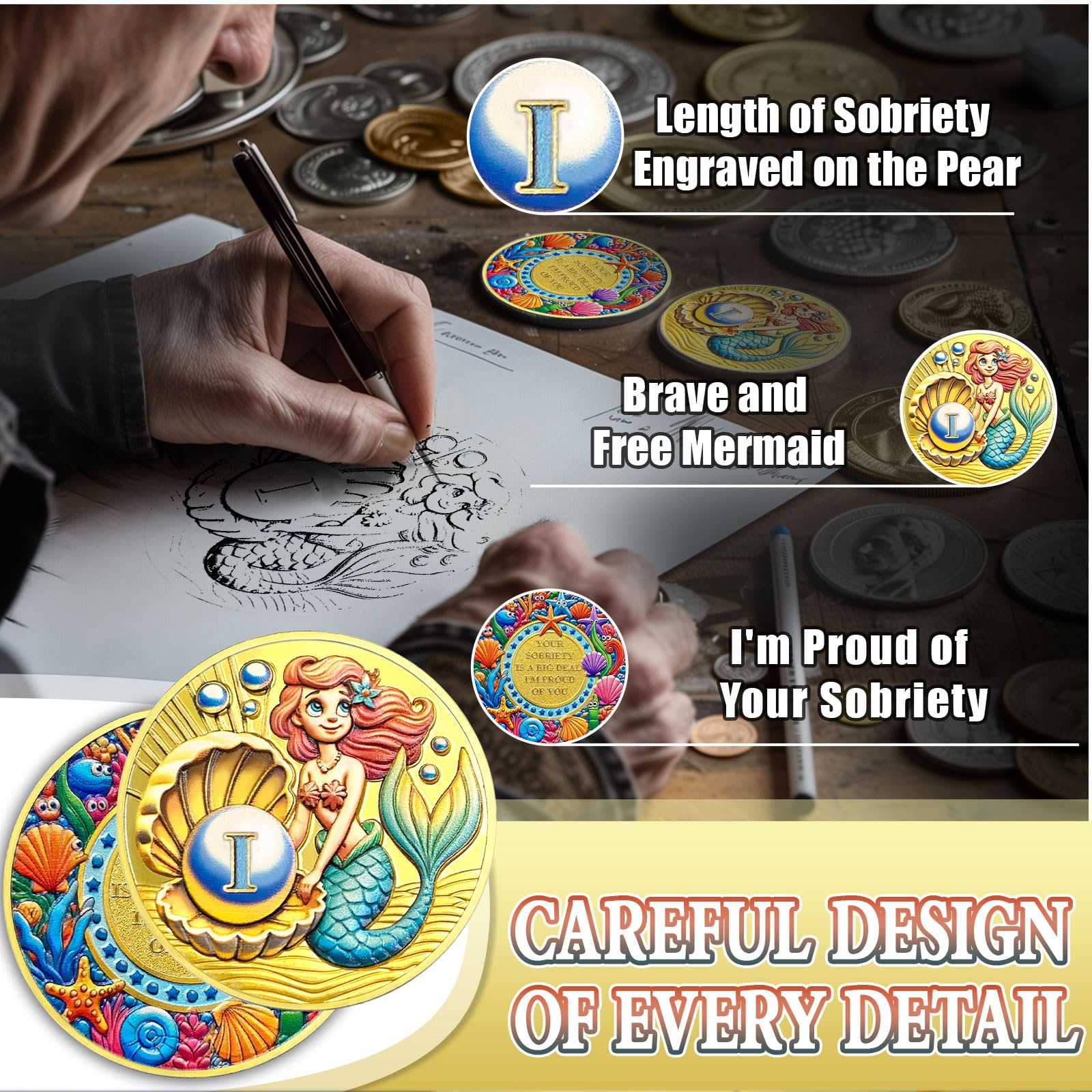 Beauty & Courage Mermaid 1-3 Year Sobriety Coin mysite