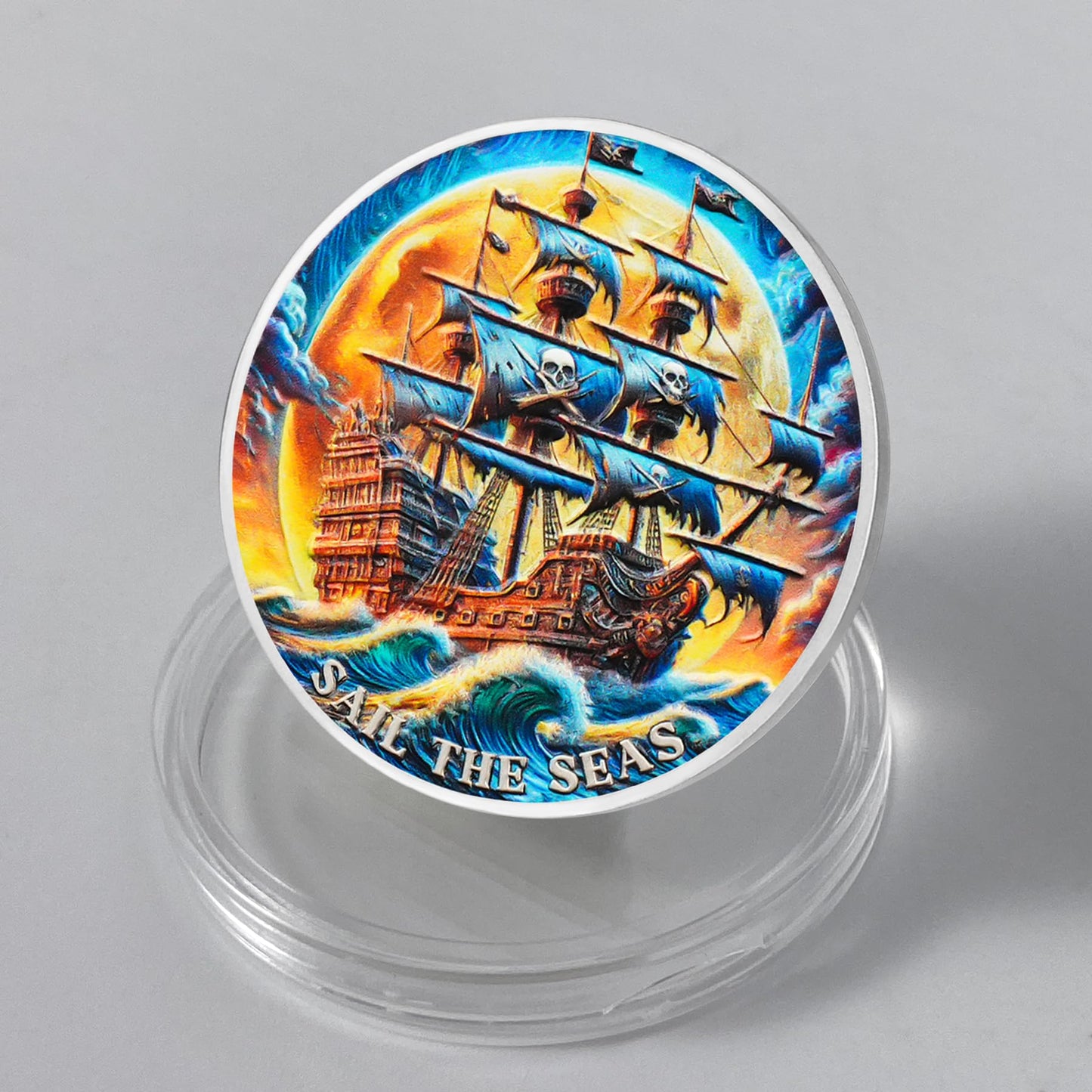 Skull Gothic Pirate Ship Challenge Coin mysite