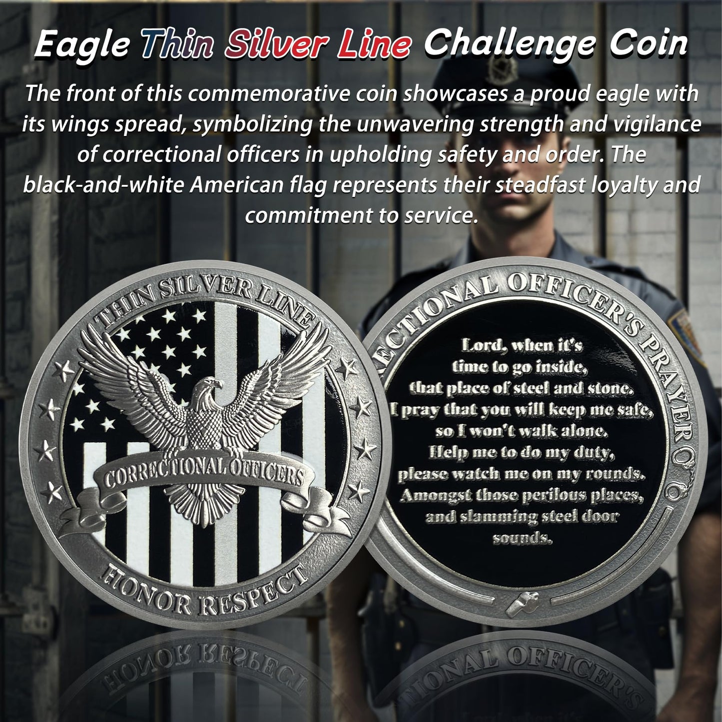 Eagle Thin Silver Line Police Challenge Coin mysite