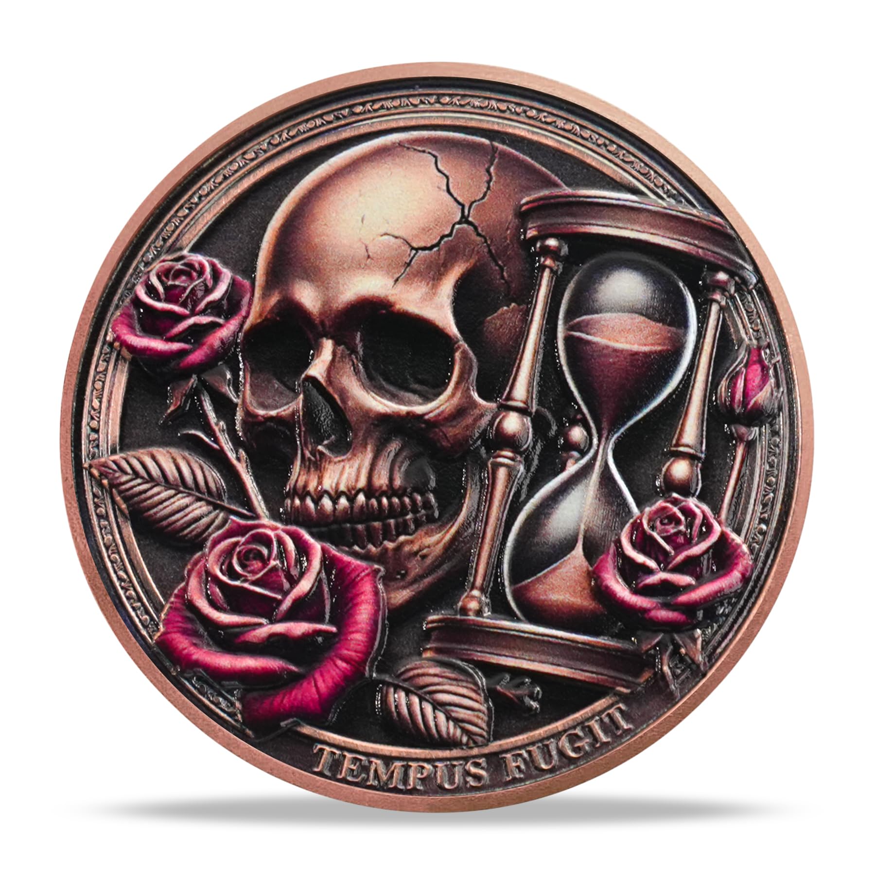 Tempus Fugit Inspirational Stoicism Memento Mori Coin Skull Challenge Coins mysite
