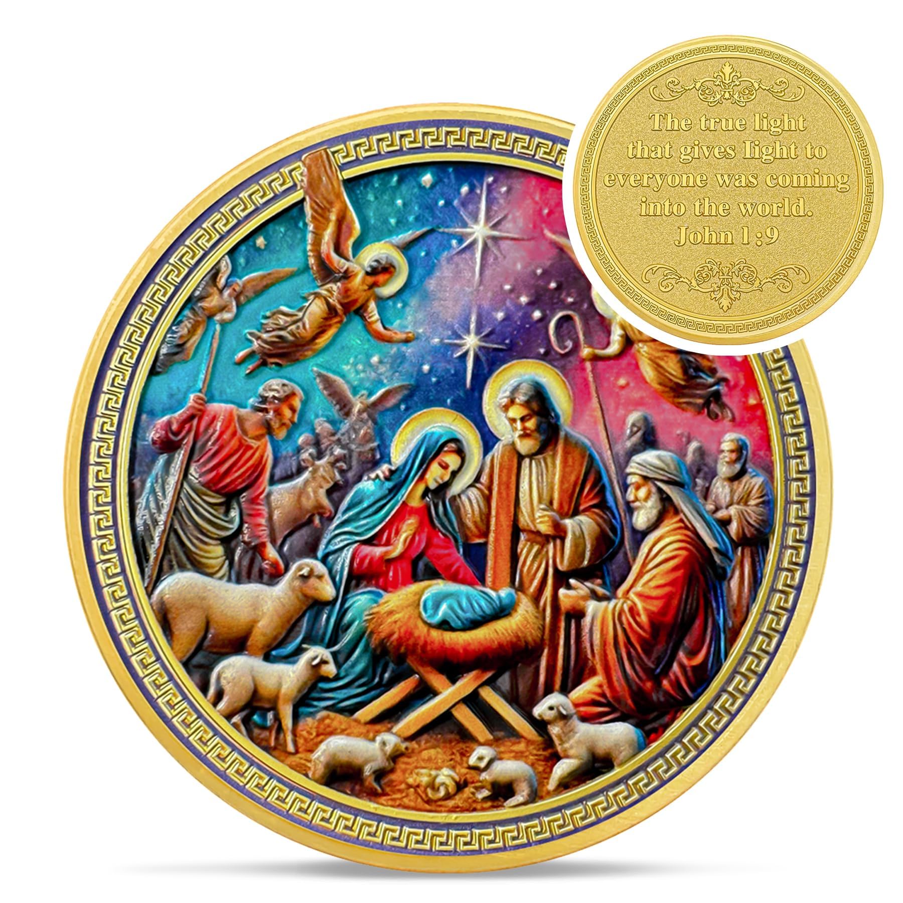 Jesus Birth Light of The World Christian Challenge Coin mysite
