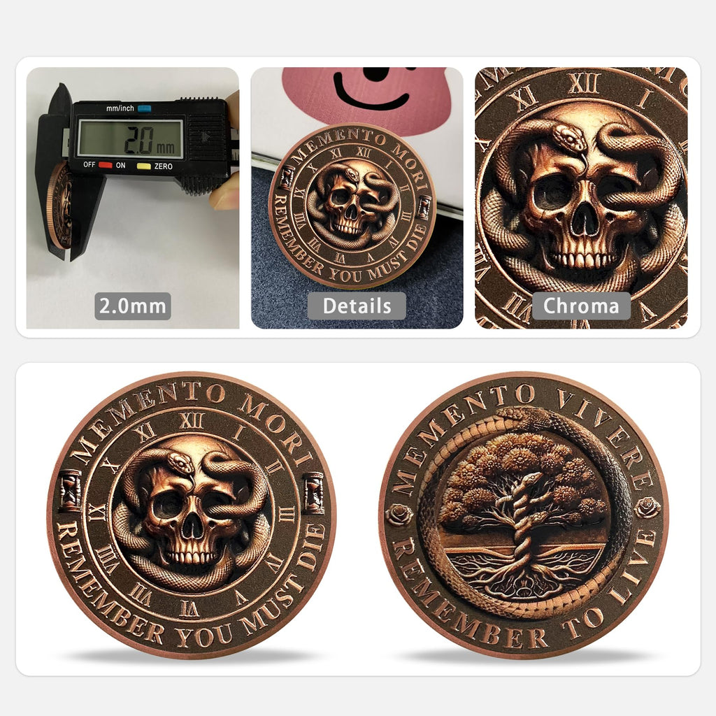 Daily Stoic Reminder Memento Mori Coin Skull Challenge Coins mysite