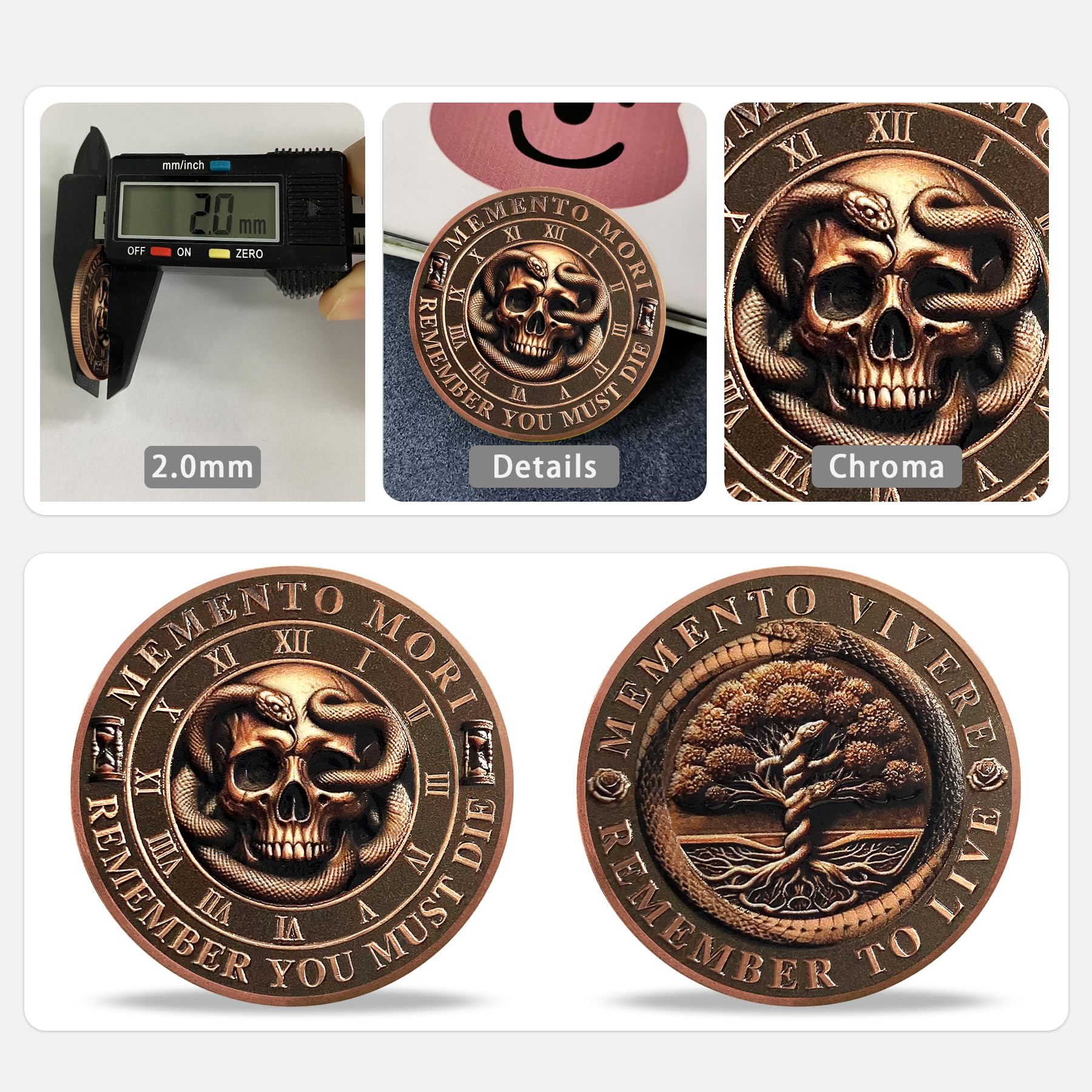 Daily Stoic Reminder Memento Mori Coin Skull Challenge Coins mysite
