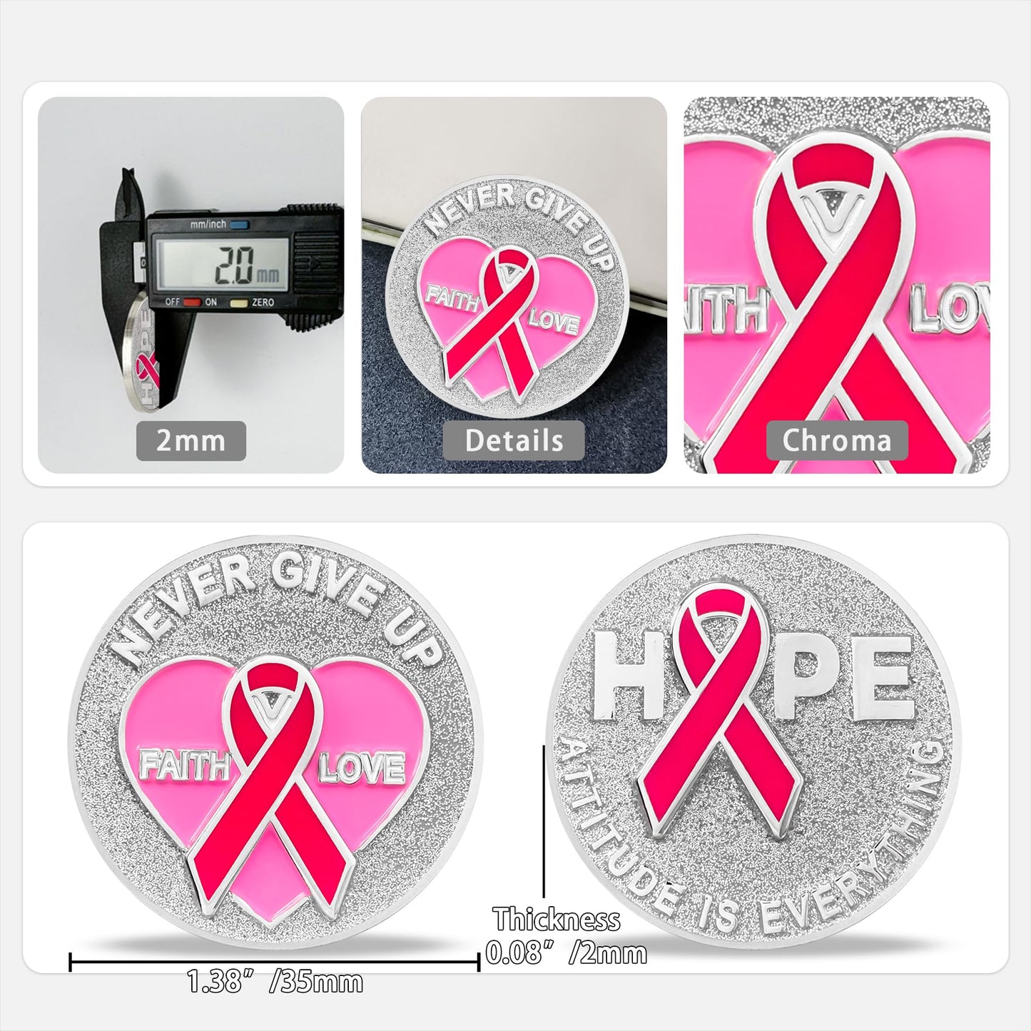 Pink Ribbon Breast Cancer Coin for Cancer Care Awareness Accessories mysite