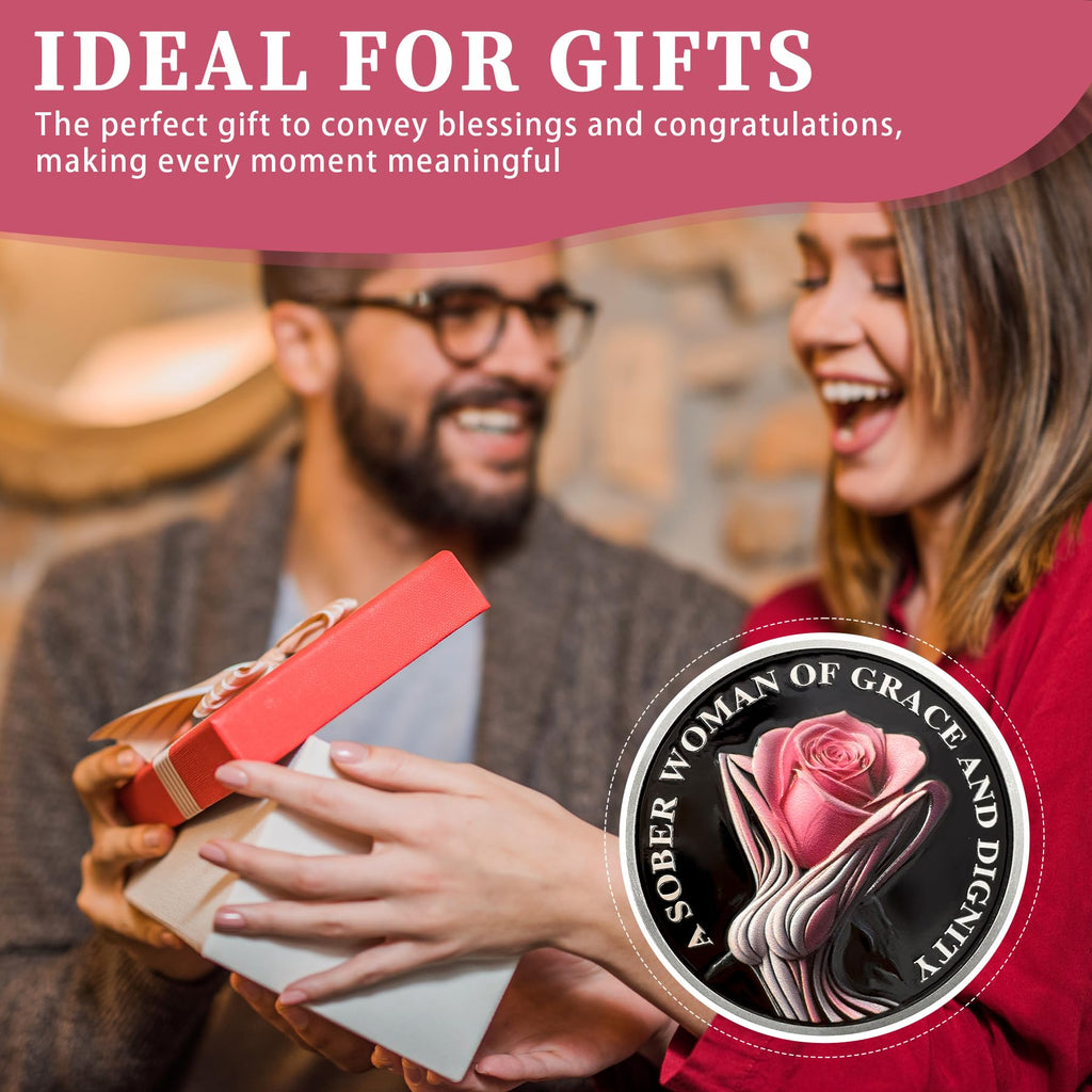 Rose AA Affirmation Sobriety Coins with Serenity Prayer mysite