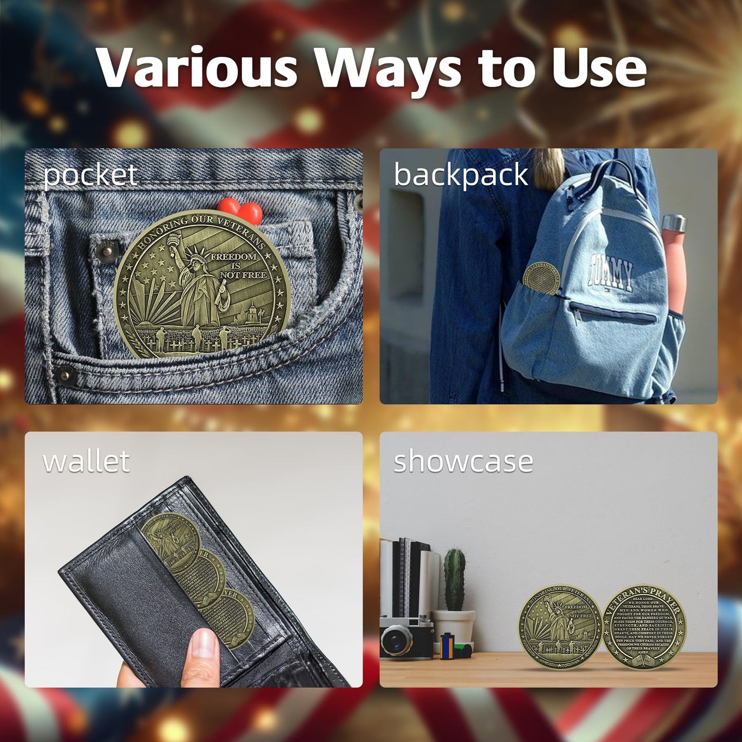 Military Veteran Challenge Coin with Statue of Liberty mysite