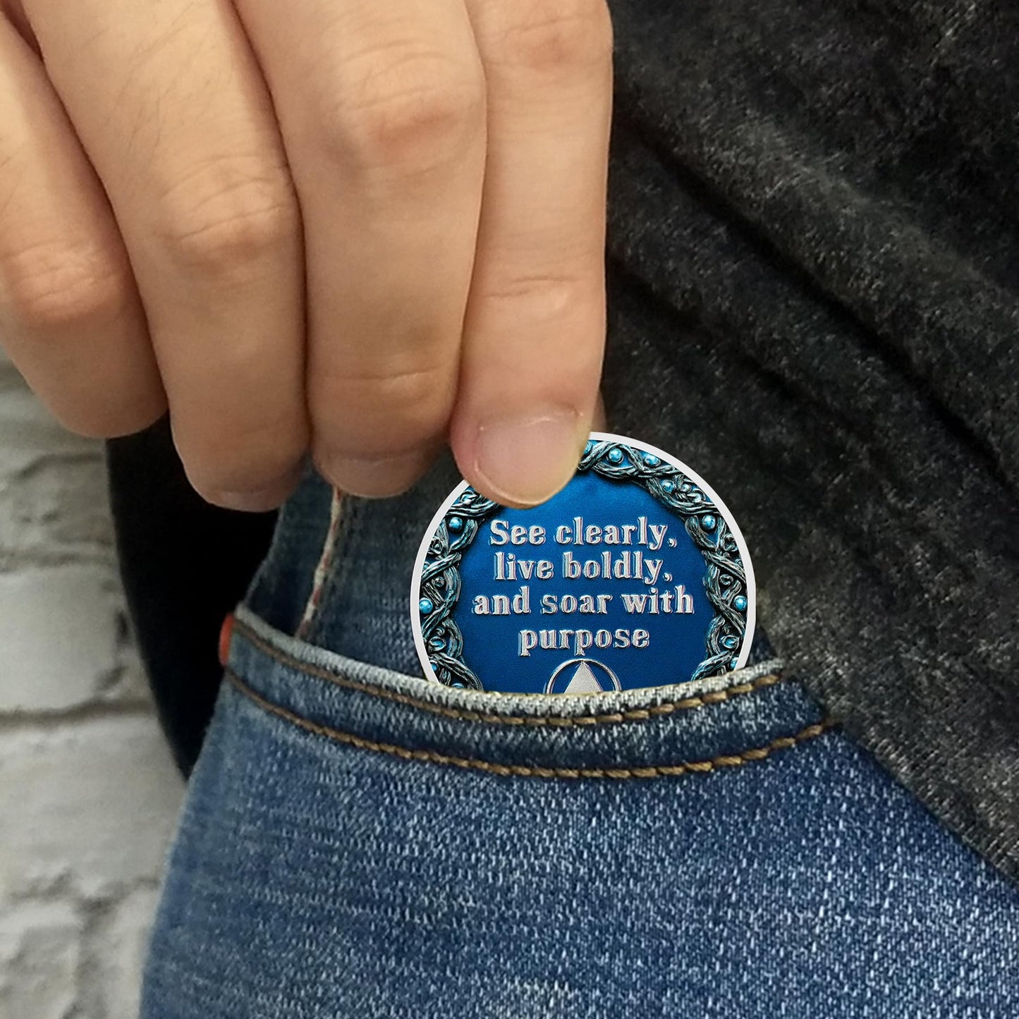 Owl & Triangular Symbol See Clearly Sobriety Coin mysite