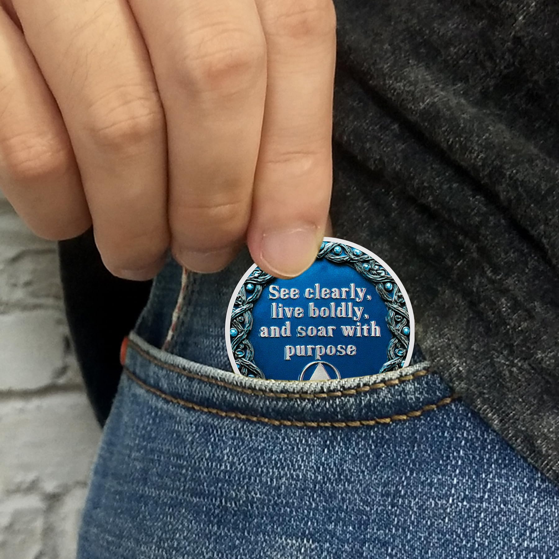 Owl & Triangular Symbol See Clearly Sobriety Coin mysite