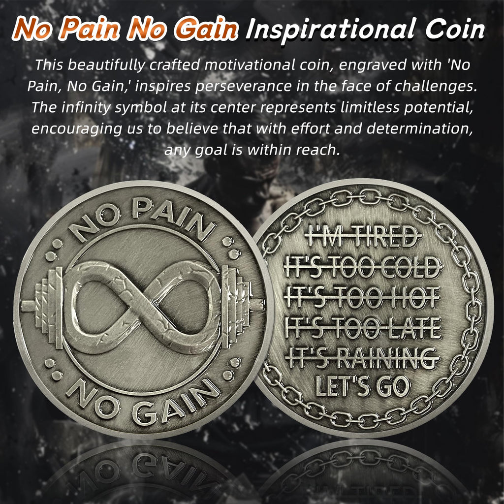 No Pain No Gain Inspirational Motivational Infinity Challenge Coin mysite
