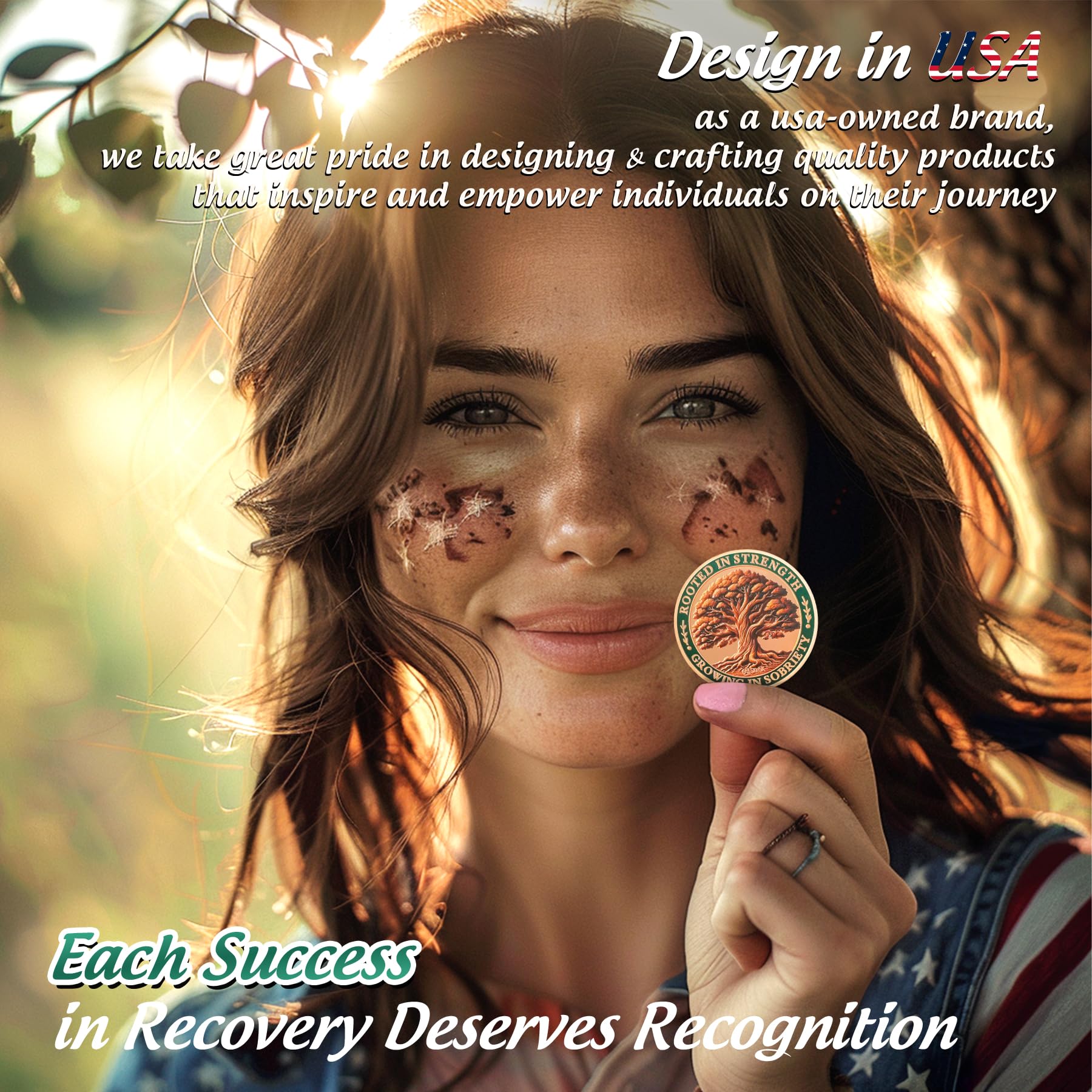 Brown Growing in Sobriety Tree of Life Embrace Change Coin mysite