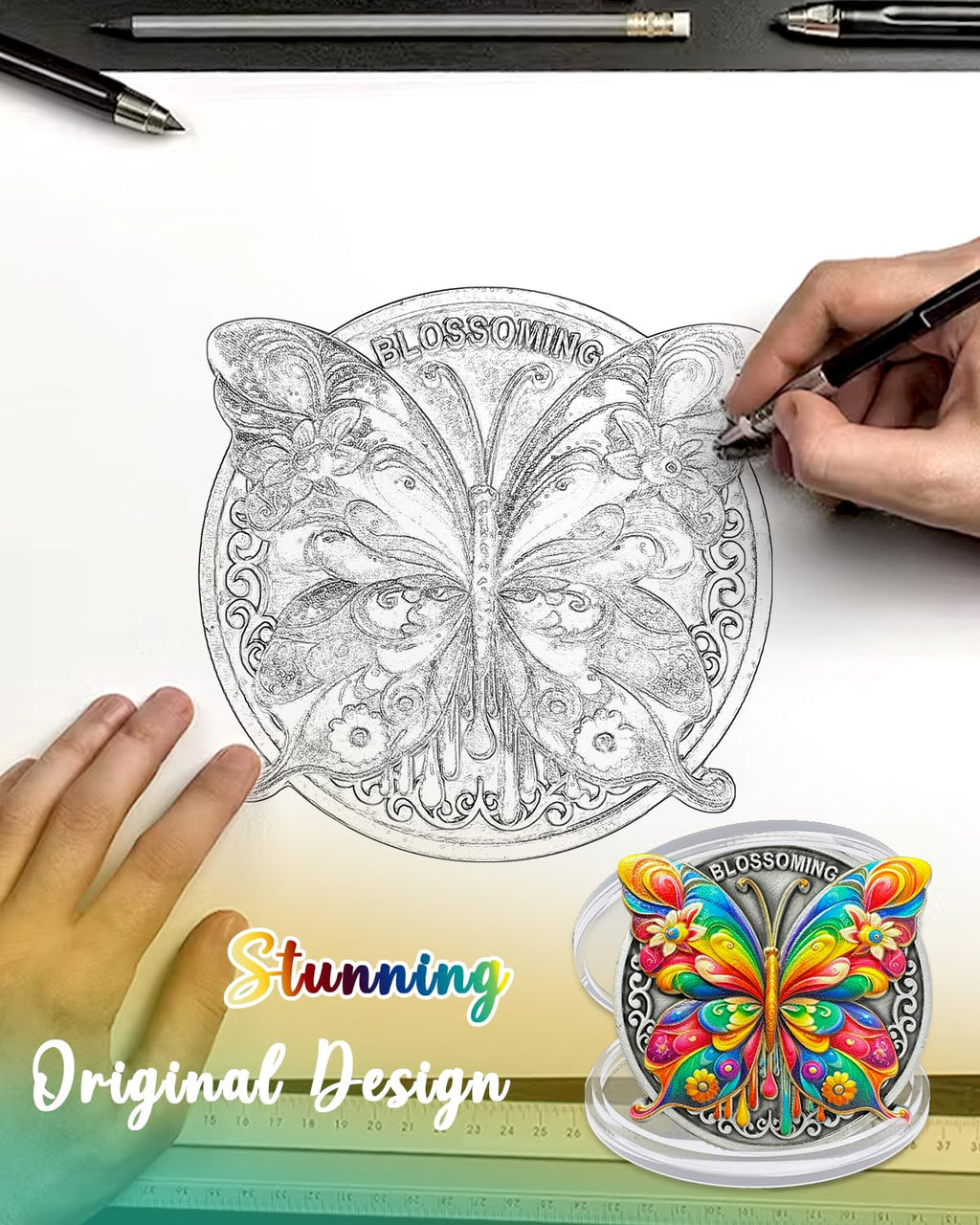 Colorful Butterfly Sobriety Coin mysite