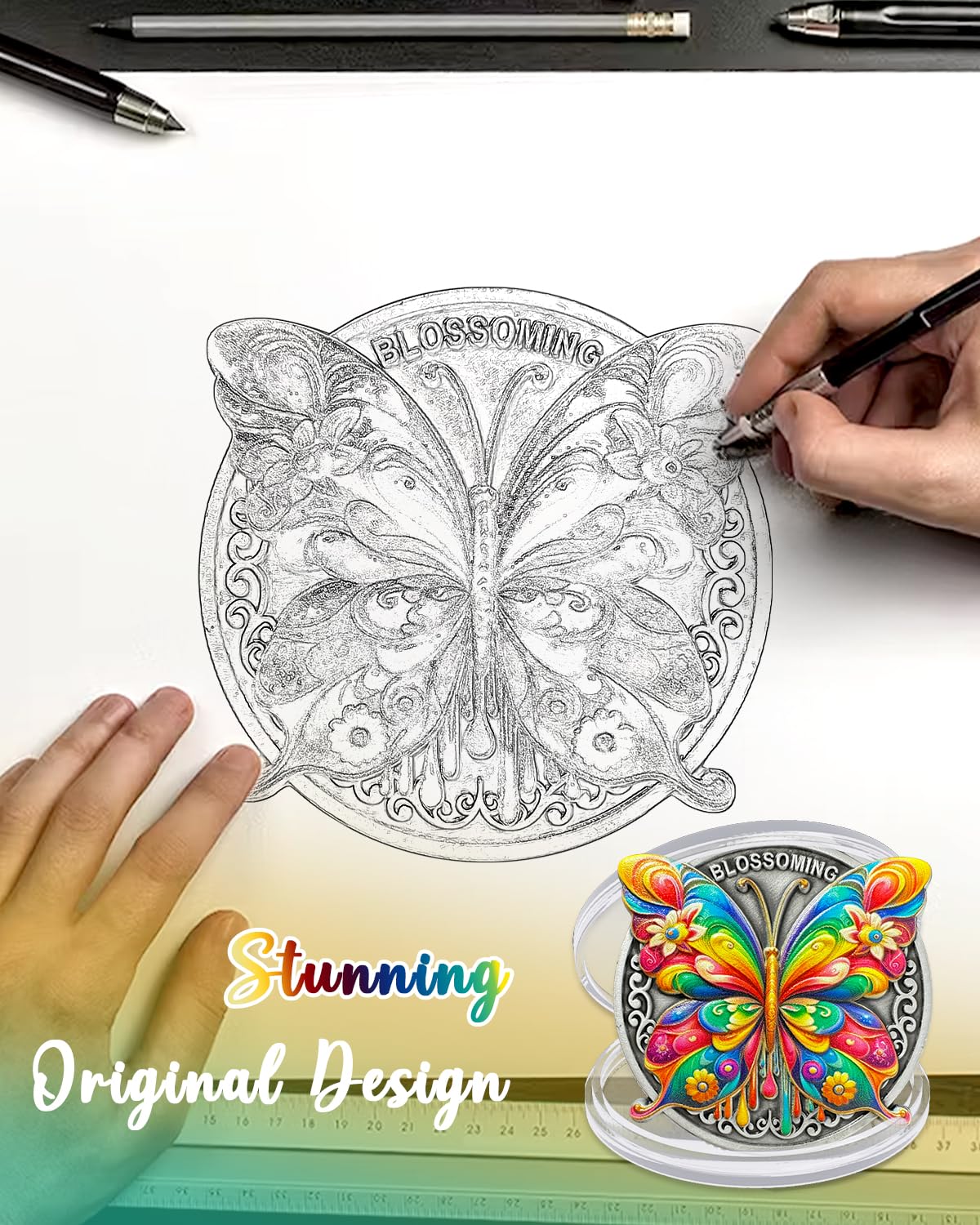 Colorful Butterfly Sobriety Coin mysite