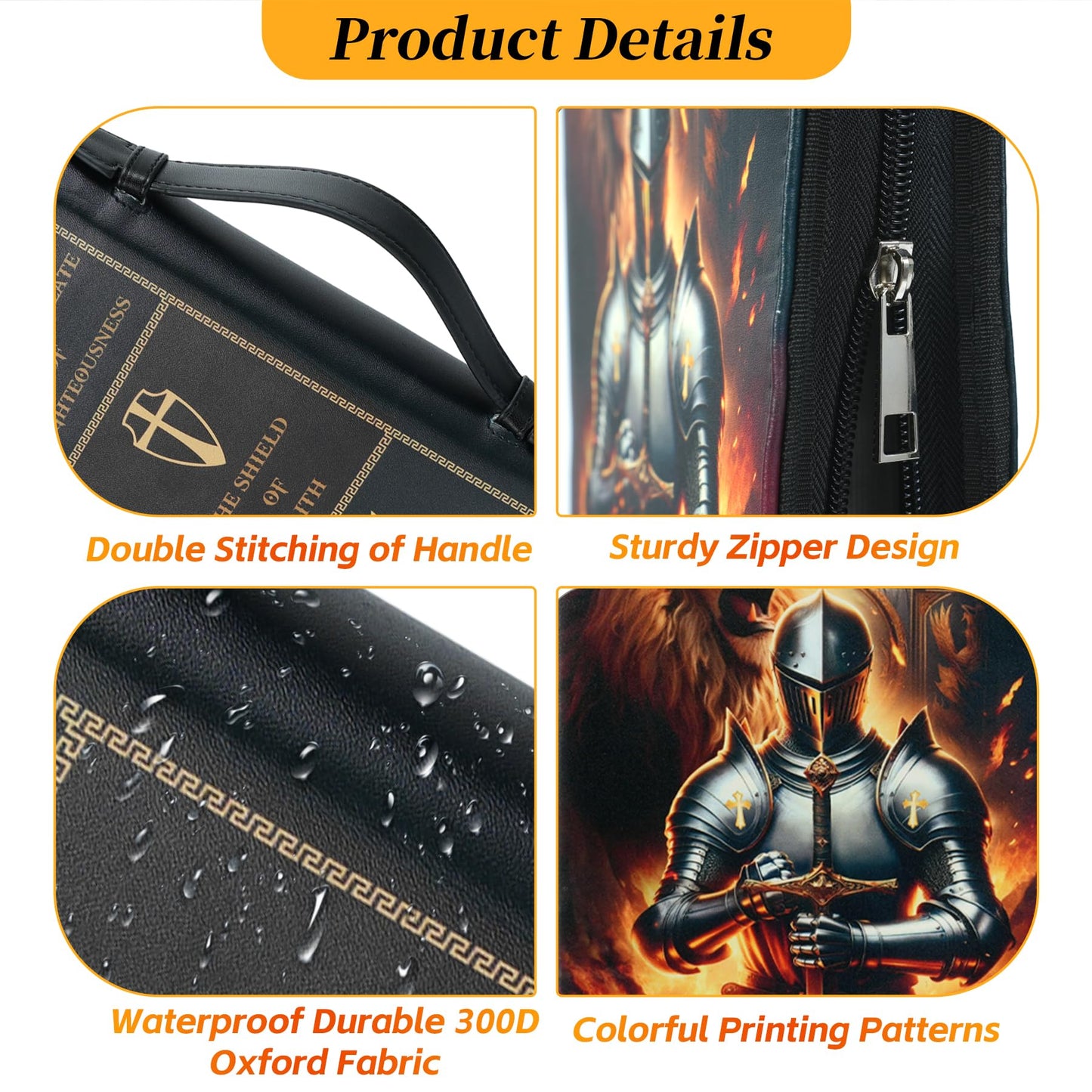 Religious Bible Pattern Leather Personalized Knight Bible Cover mysite