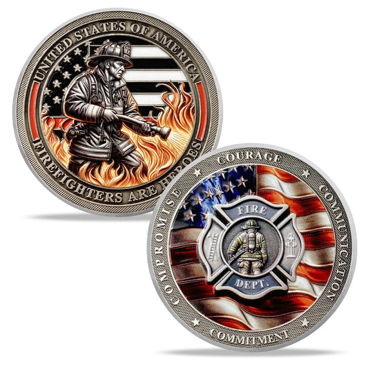 Flame Fire Hose Commemorativer Honor Fire Department Rescue Prayer  Coins mysite
