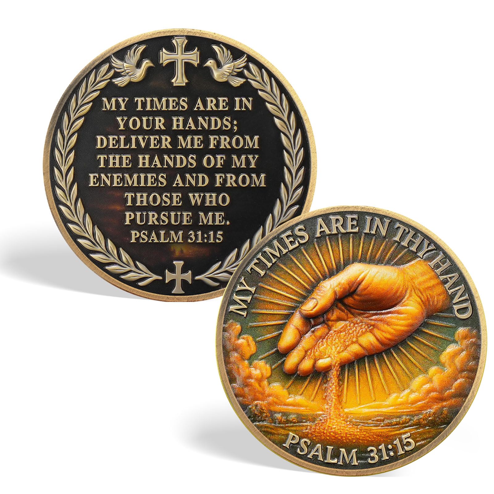 Time in God's Hands with Psalm 31:15 Tokenara Christian Challenge Coin mysite