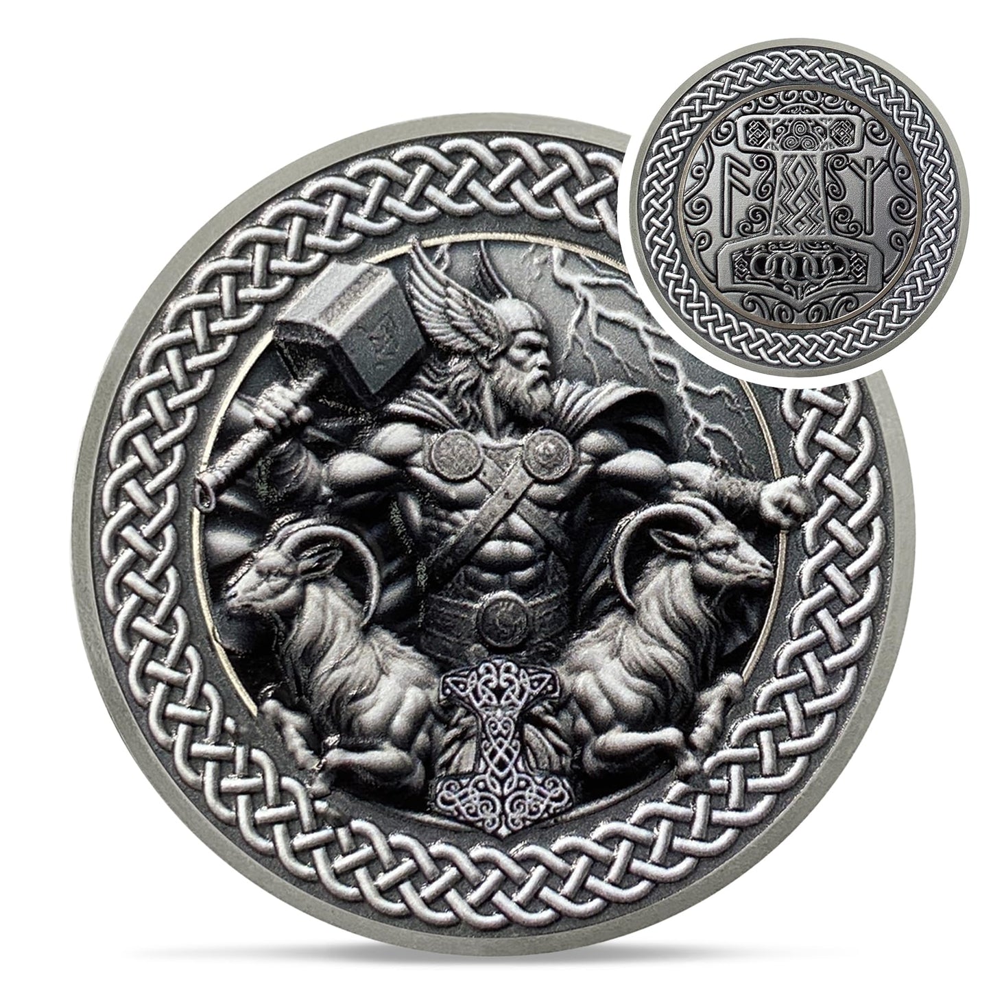 Norse Mythology Viking Thor Hammer Tanngrisnir Tanngnjóstr Coin mysite