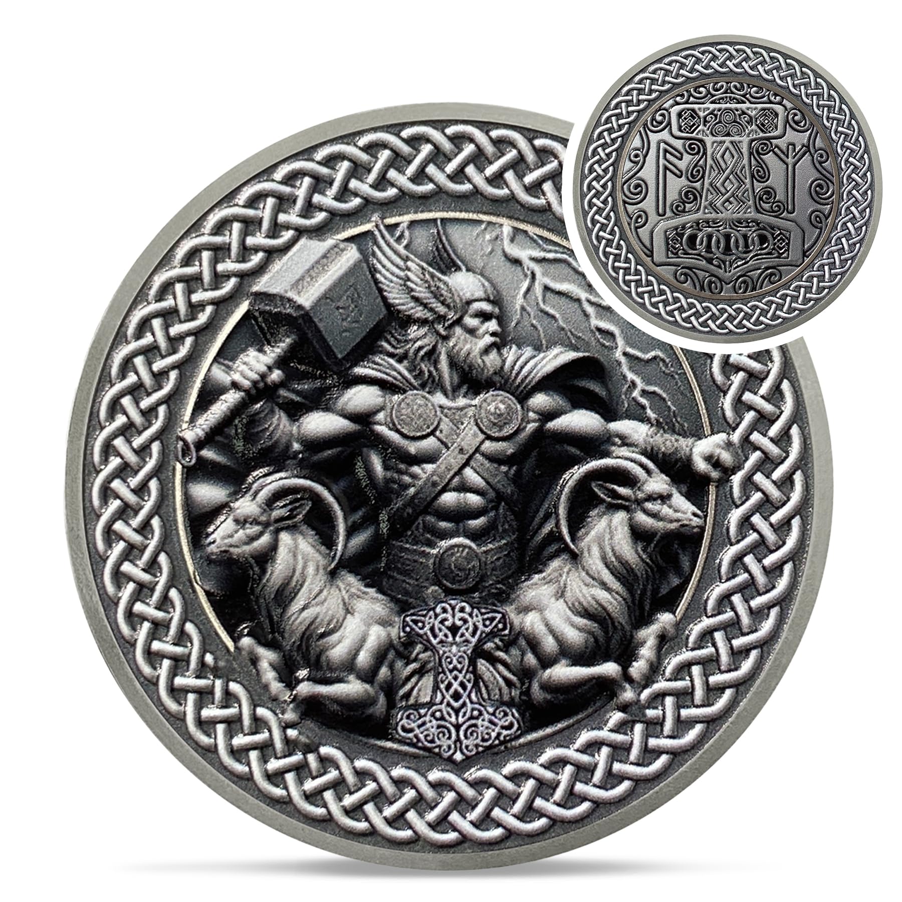 Norse Mythology Viking Thor Hammer Tanngrisnir Tanngnjóstr Coin mysite
