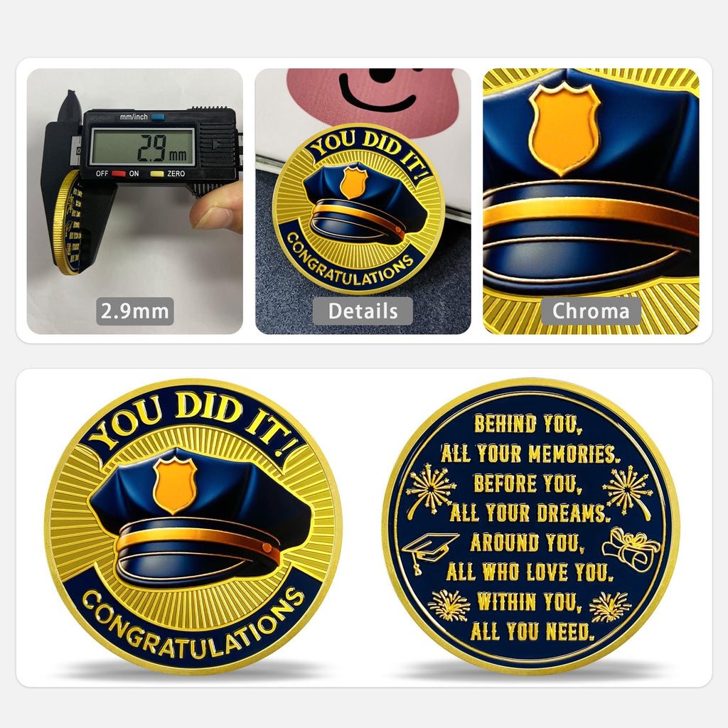 Police Graduation Hat Celebrating Achievement & Law Enforcement Challenge Coin mysite