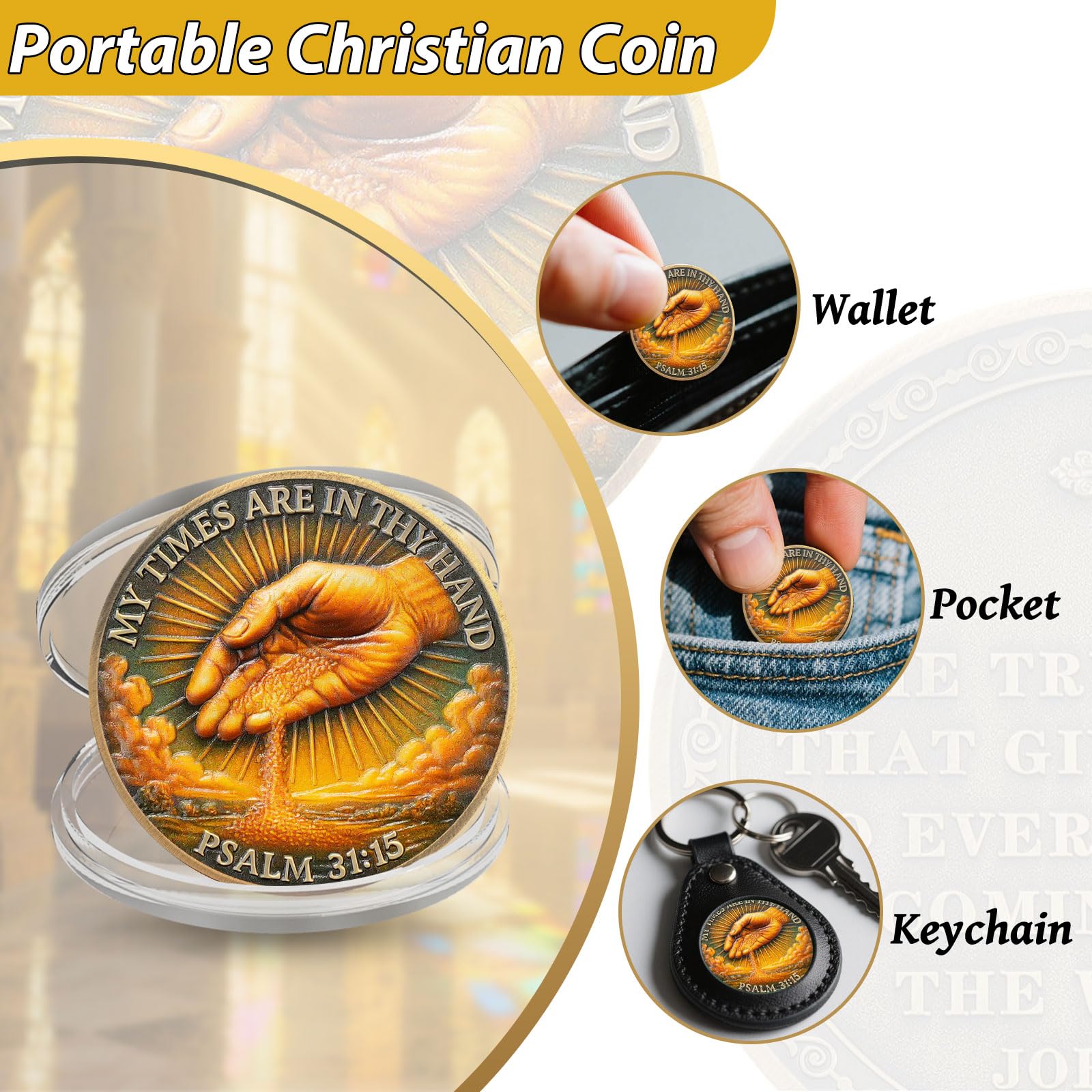 Time in God's Hands with Psalm 31:15 Tokenara Christian Challenge Coin mysite