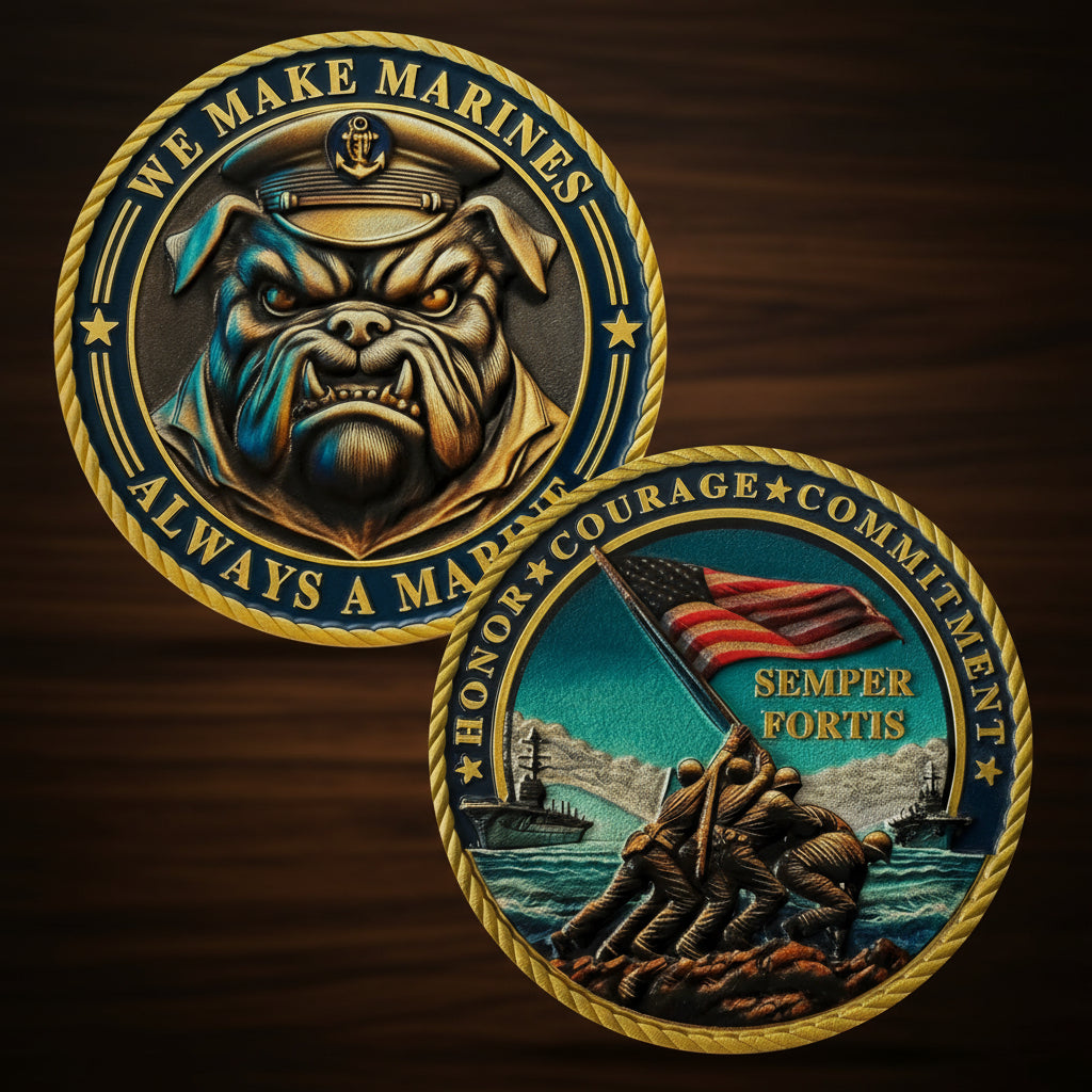 Bulldog Design US Marine Corps Graduation Token USMC Navy Veteran  Challenge Coin mysite