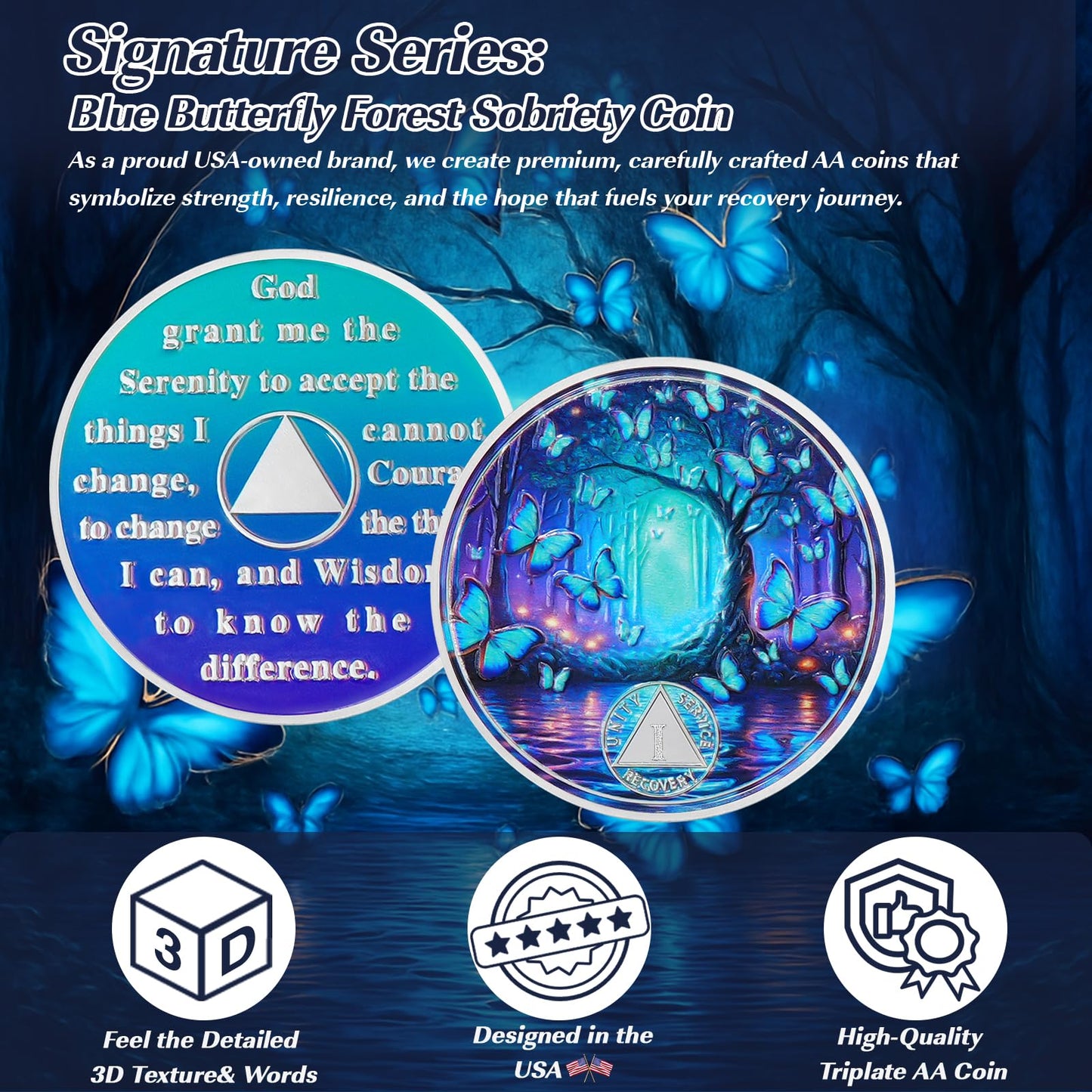 Personalized Butterfly Forest Sobriety Coin mysite