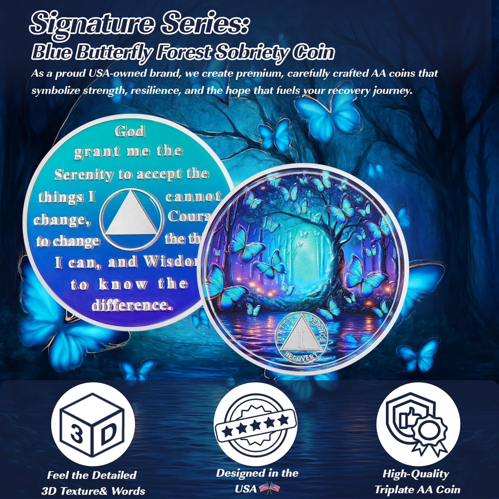 Personalized Butterfly Forest Sobriety Coin mysite