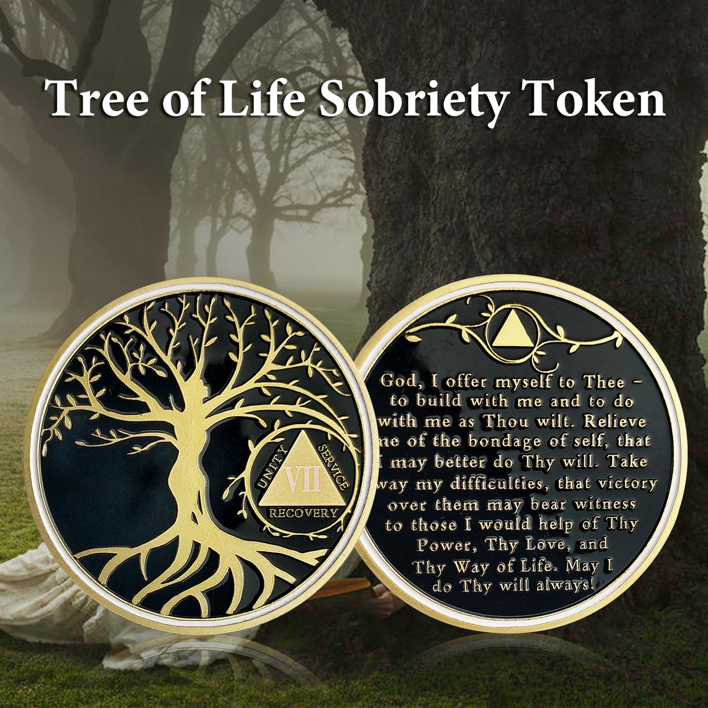 Personalized Gold Tree of Life Sobriety Coin mysite