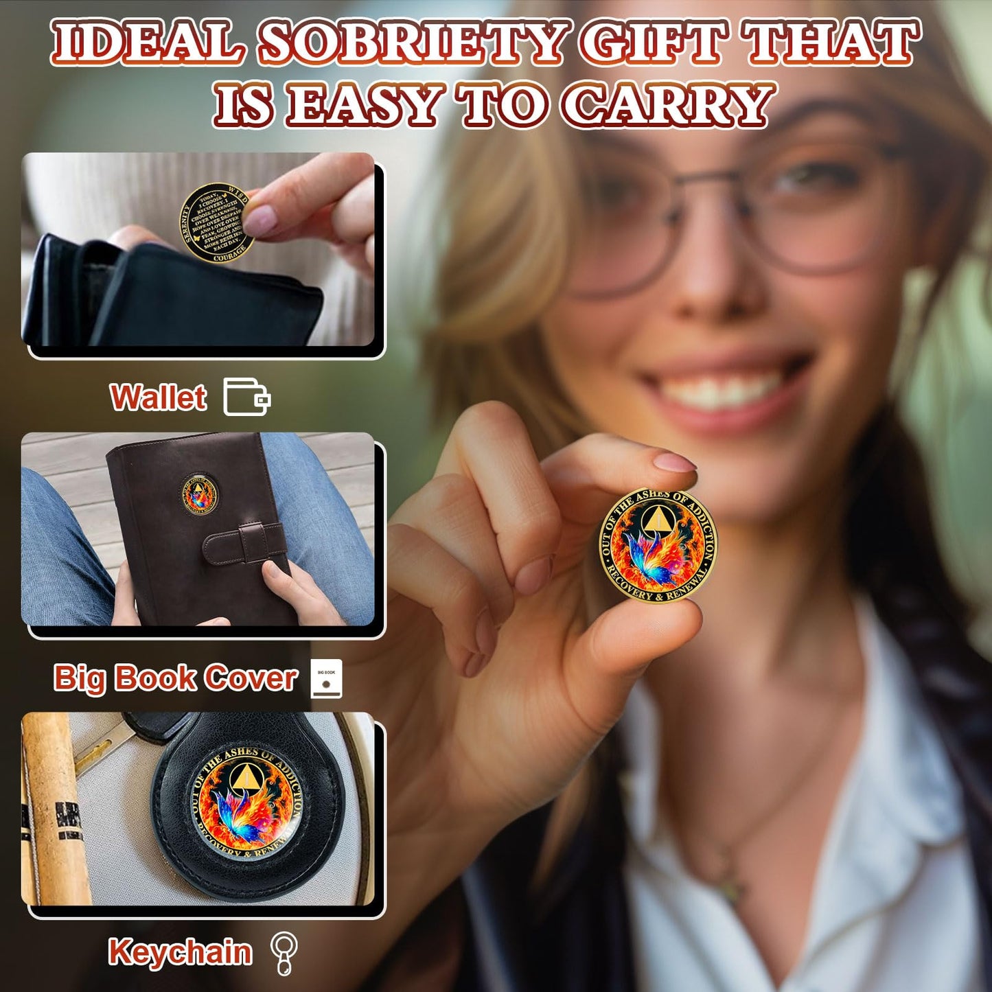 Personalized Butterfly in The Fire Sobriety Coin mysite