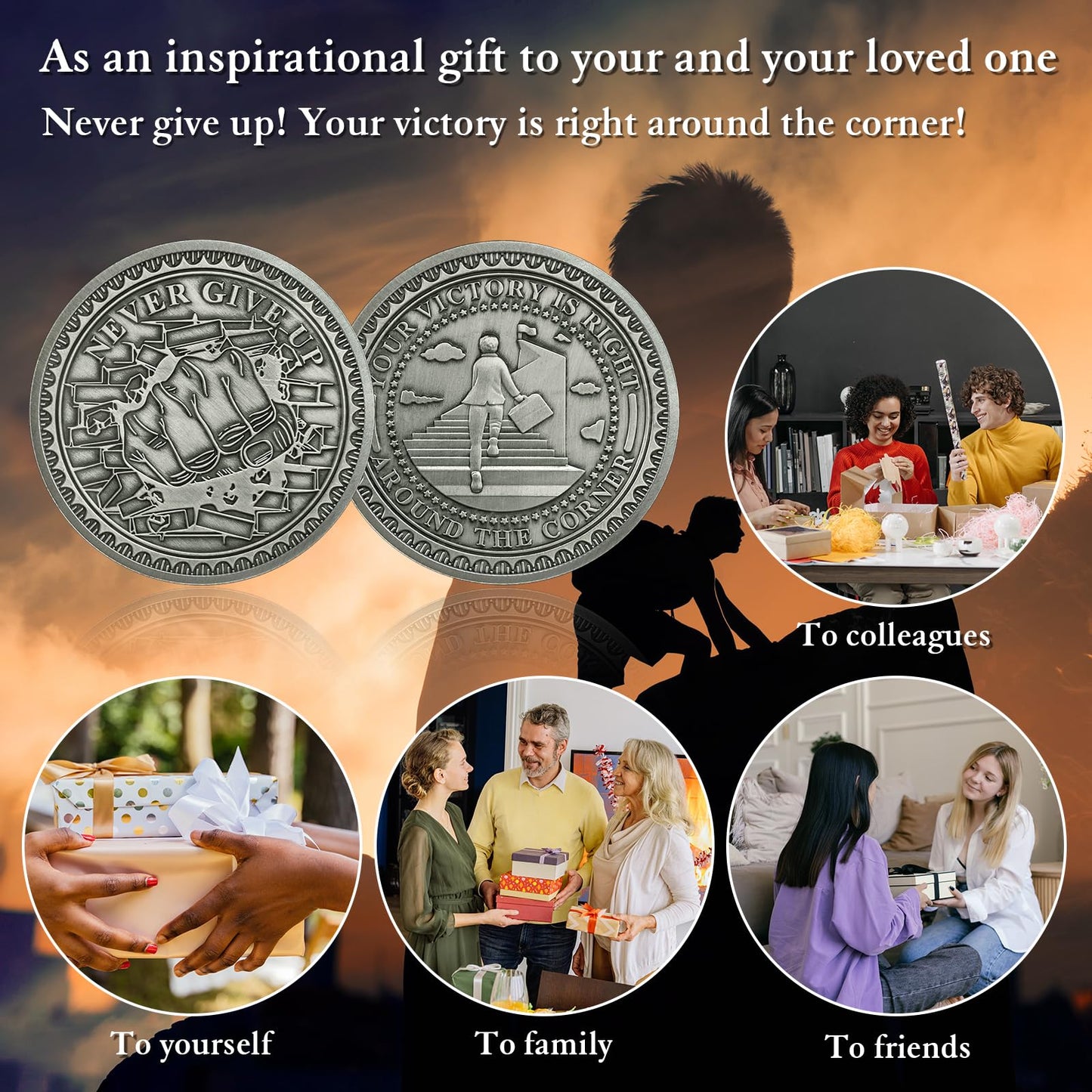 Inspirational Never Give Up Encouragement Challenge Coins mysite